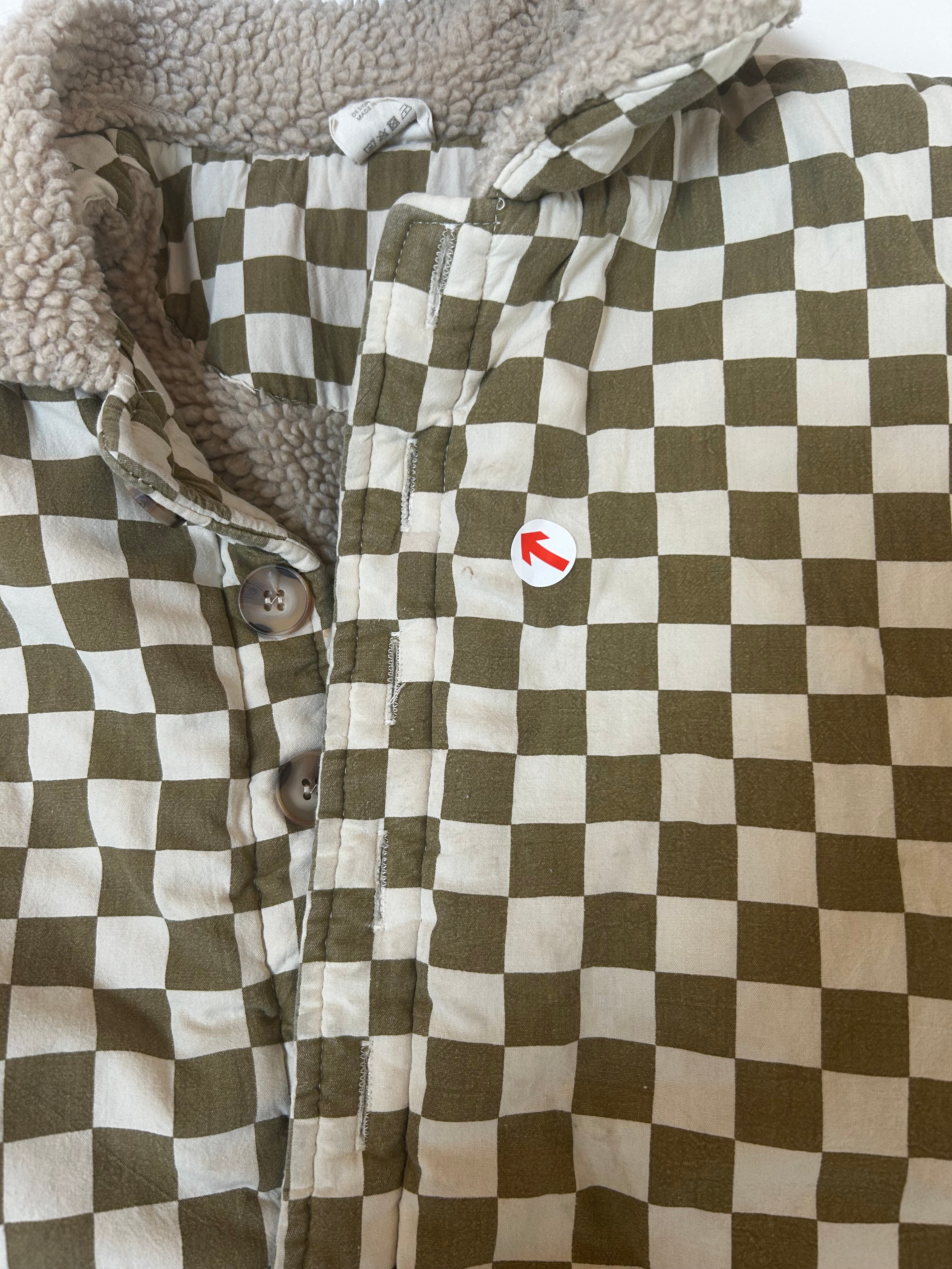 Claude  & Co Khaki checkerboard padded coat