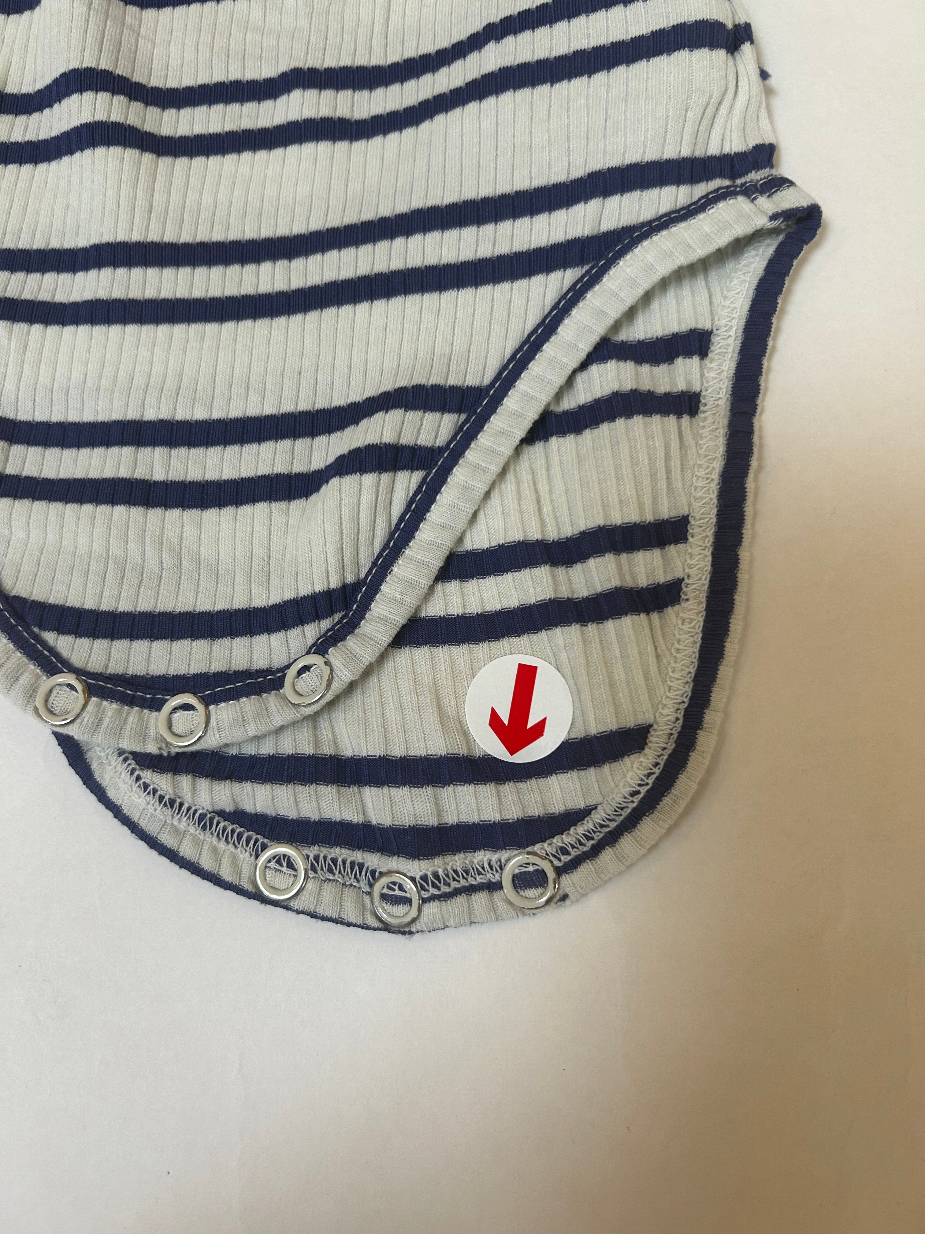 Bobo Choses White and navy stripe ribbed body