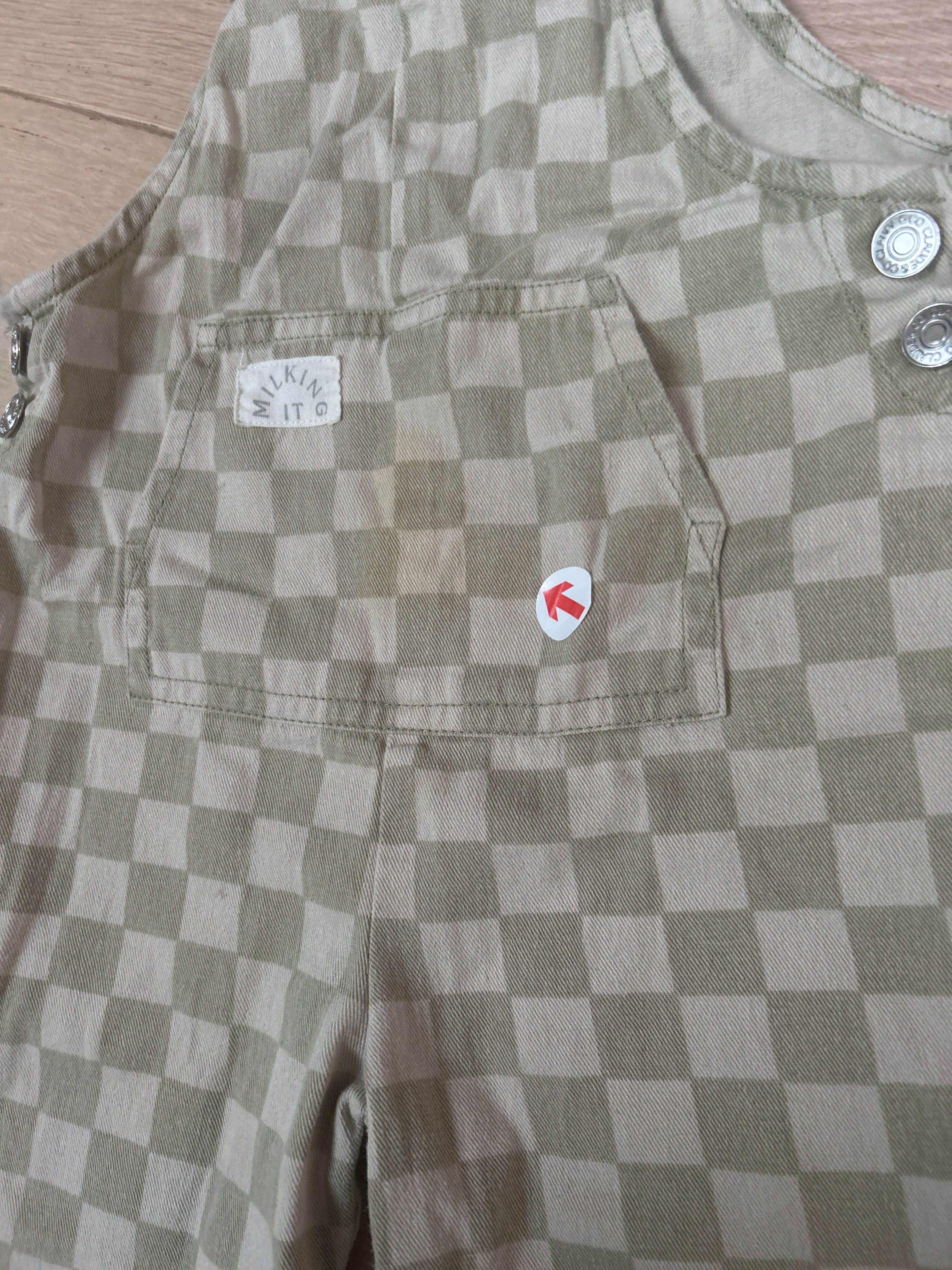 Claude & Co Olive checkerboard dungarees