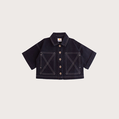 LF Markey Black denim stitch overshirt