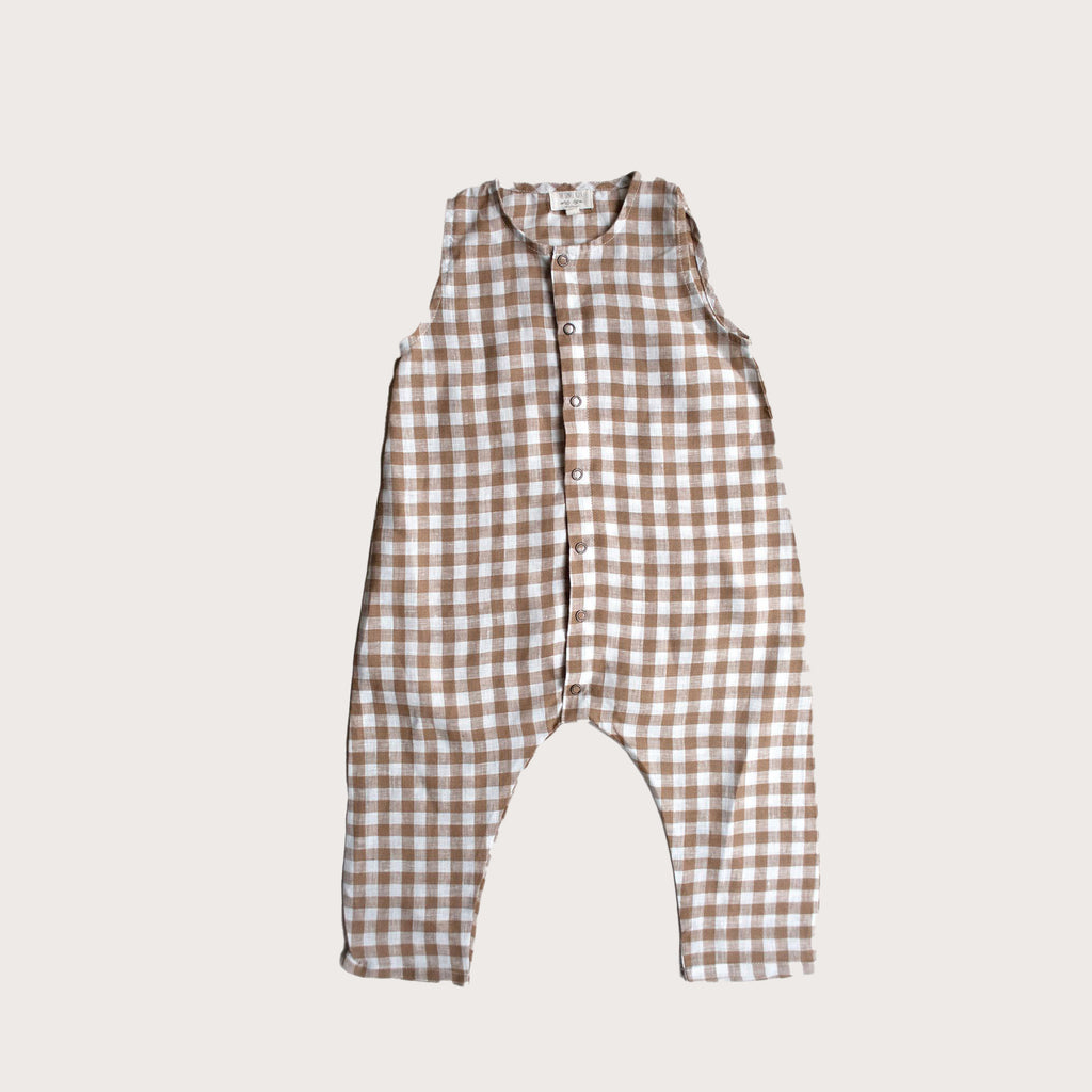 The simple folk Gingham organic linen playsuit