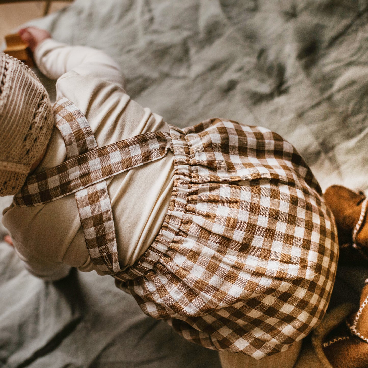 The Simple folk Gingham organic linen romper