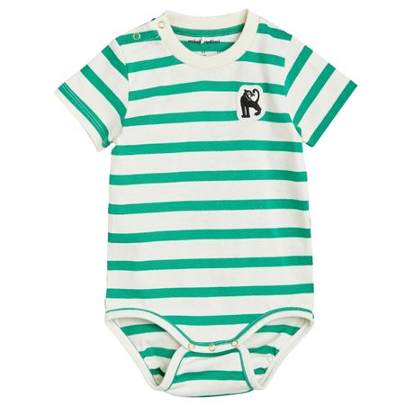 Mini Rodini Green Stripe Panther Bodysuit