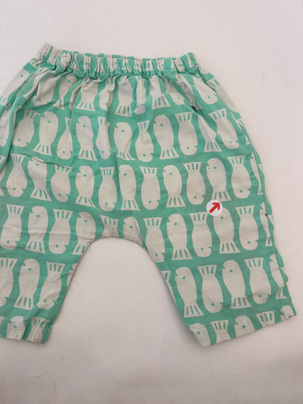 Bobo Choses Green lucky fish woven harem trousers