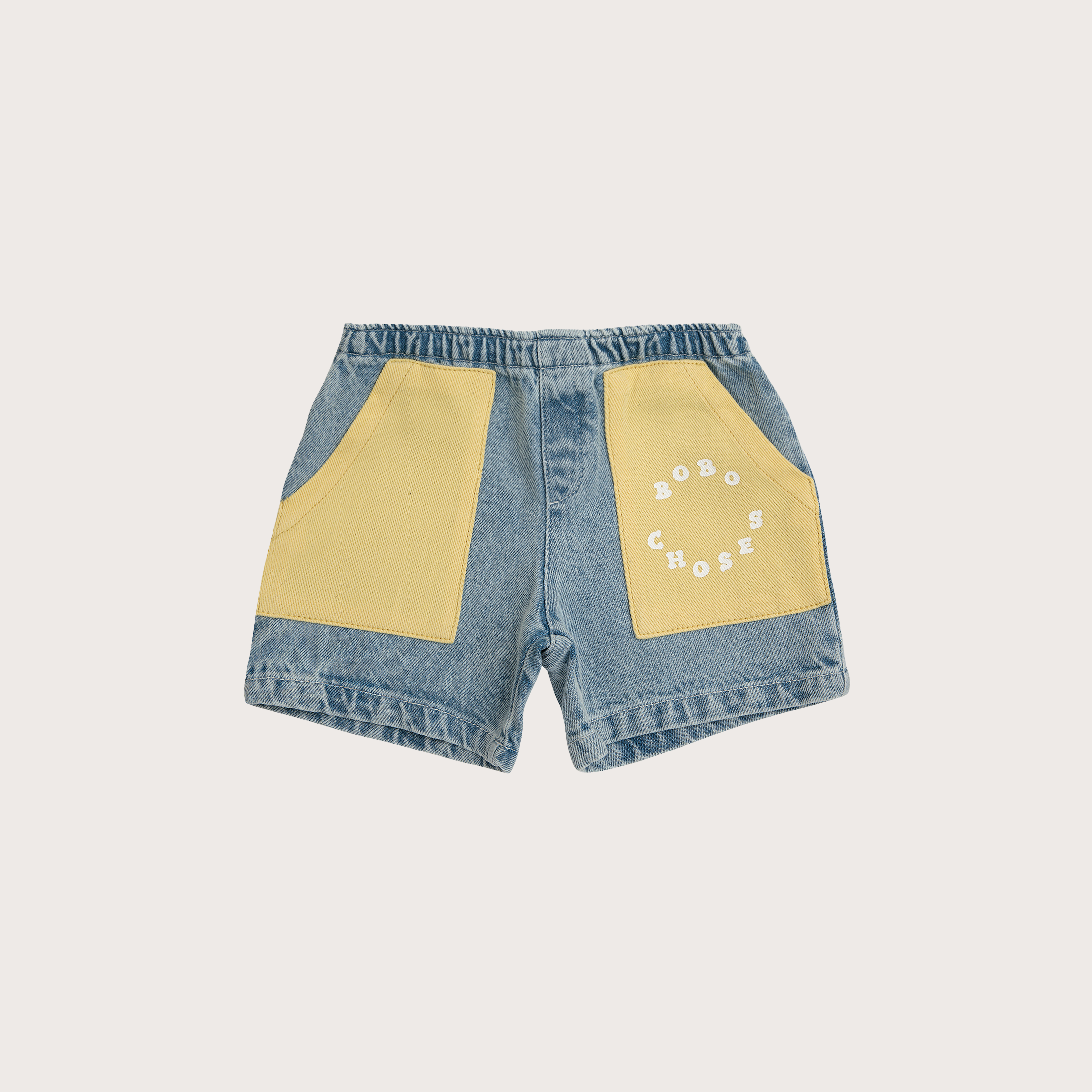 NEW WITH TAGS Bobo Choses Yellow patch pocket light denim shorts