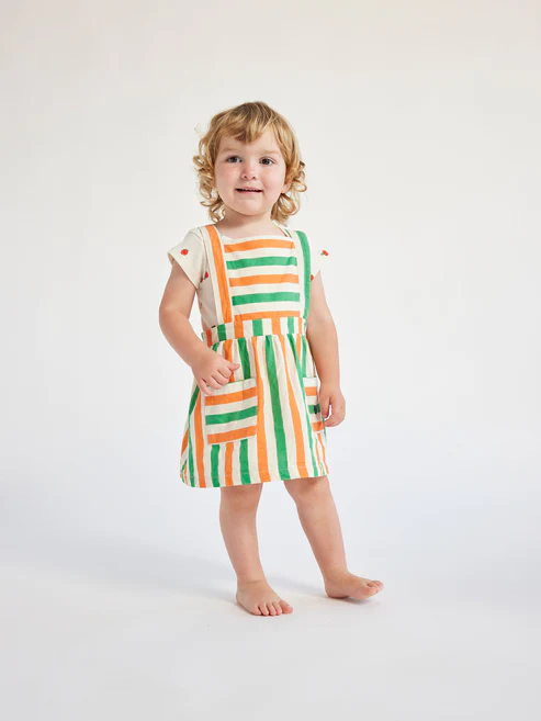 Bobo Choses baby woven vertrical stripe dress