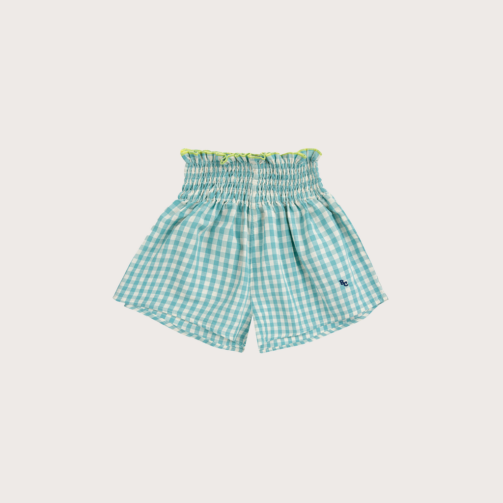 Bobo Choses Blue gingham linen shorts