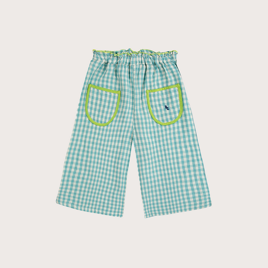 Bobo Choses Blue gingham woven culottes