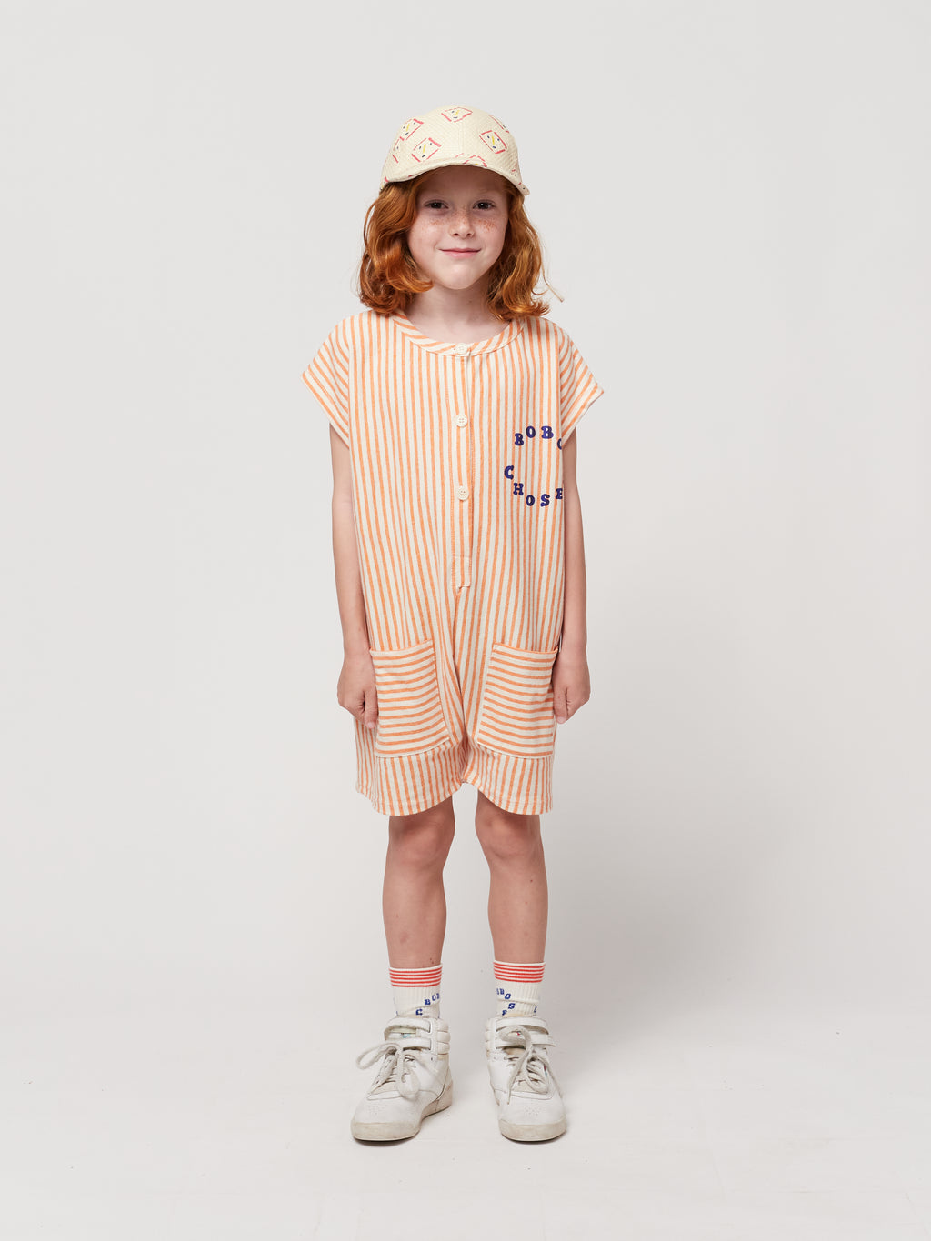 Bobo Choses Striped orange playsuit