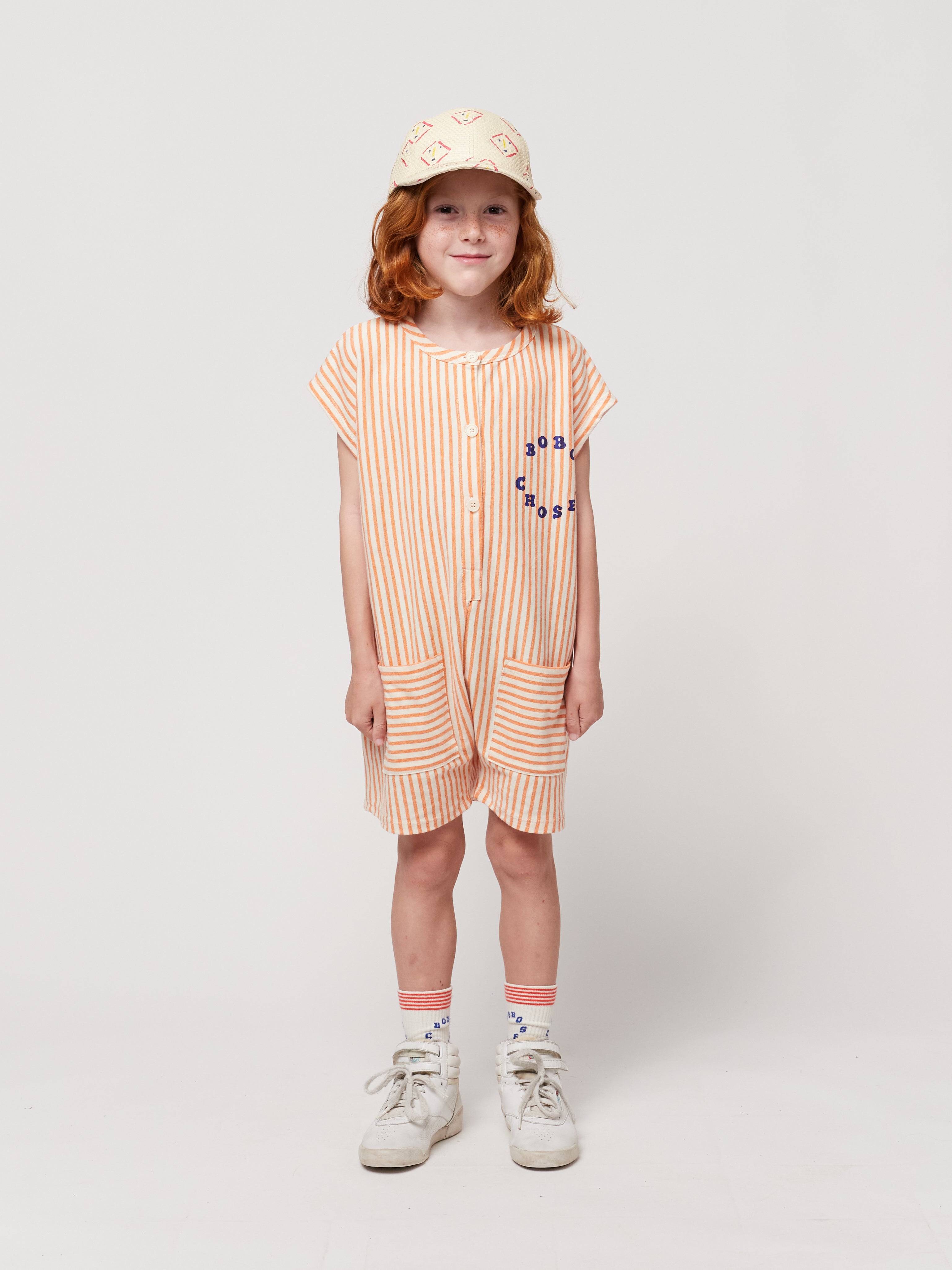 Bobo Choses Striped orange playsuit