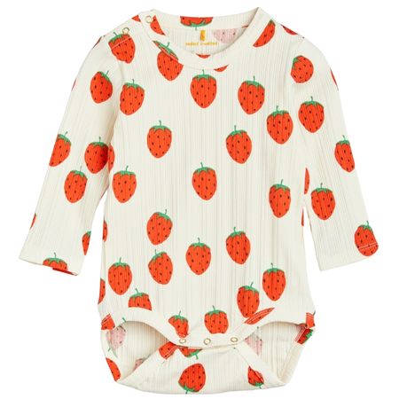 Mini Rodini Strawberries Ribbed Bodysuit