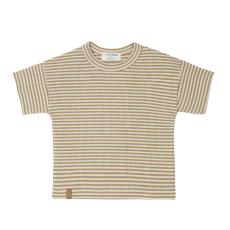 1 in the Family Mustard Stripe Ribbed Short Sleeve Top