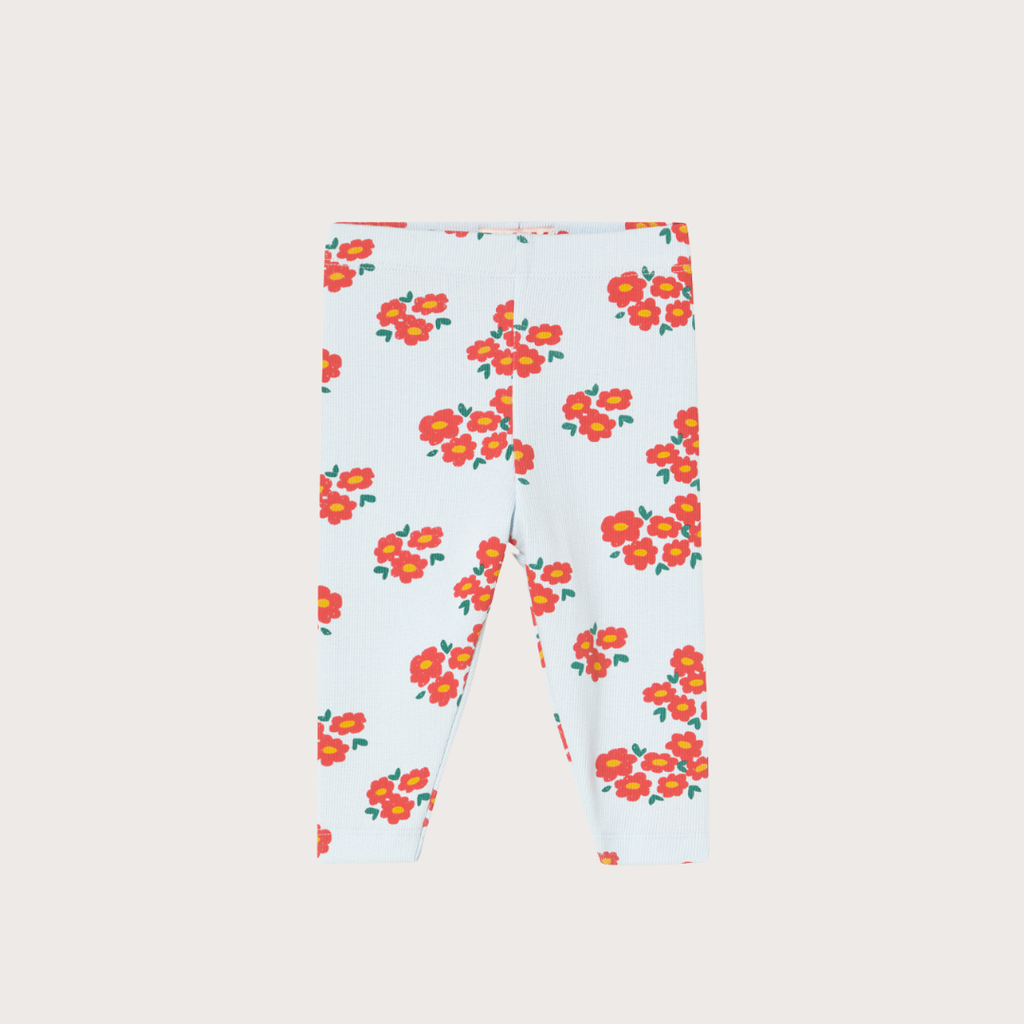 Tiny Cottons White blossoms rib baby pant