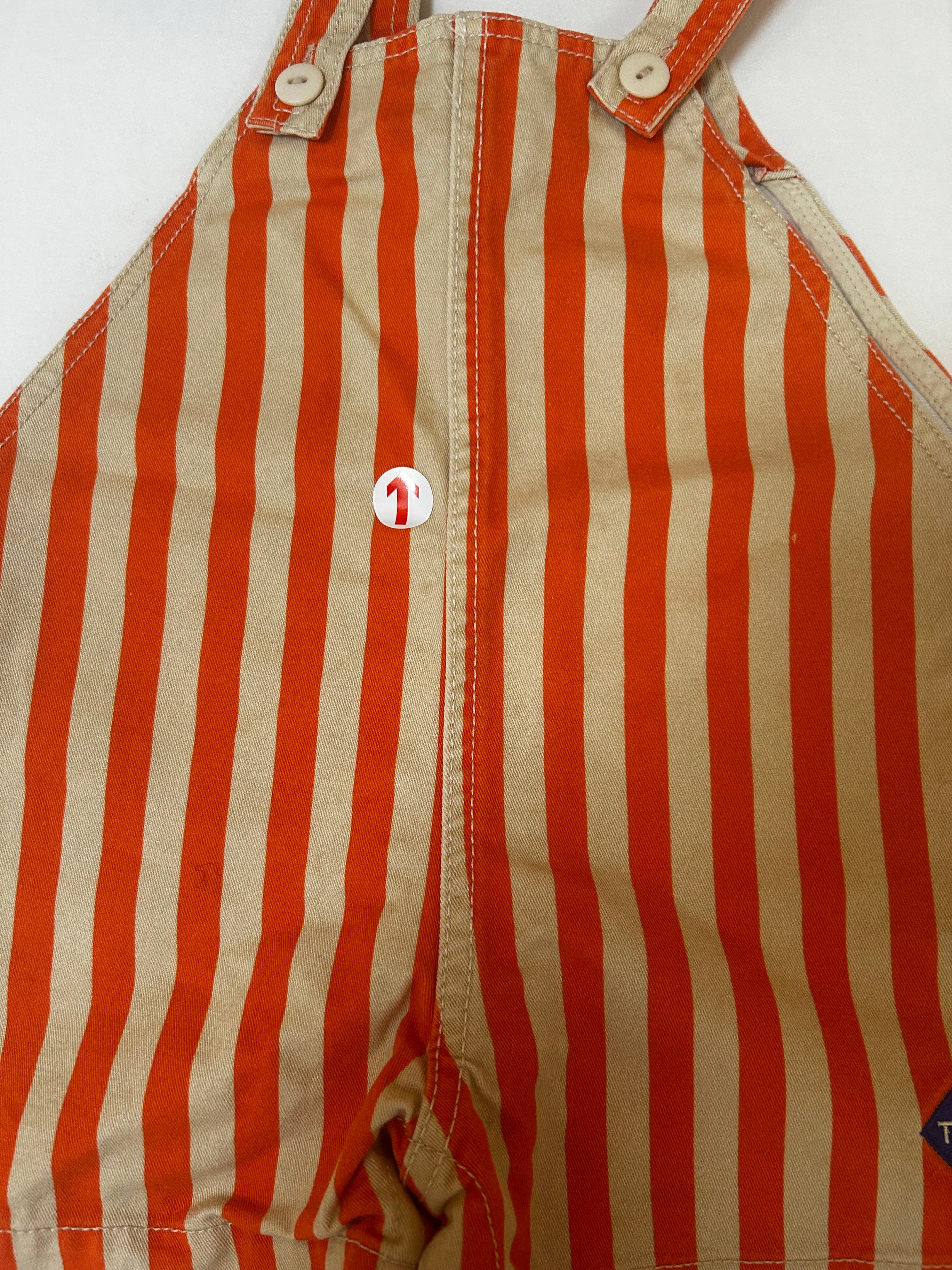 Tiny Cottons Red striped short dungaree
