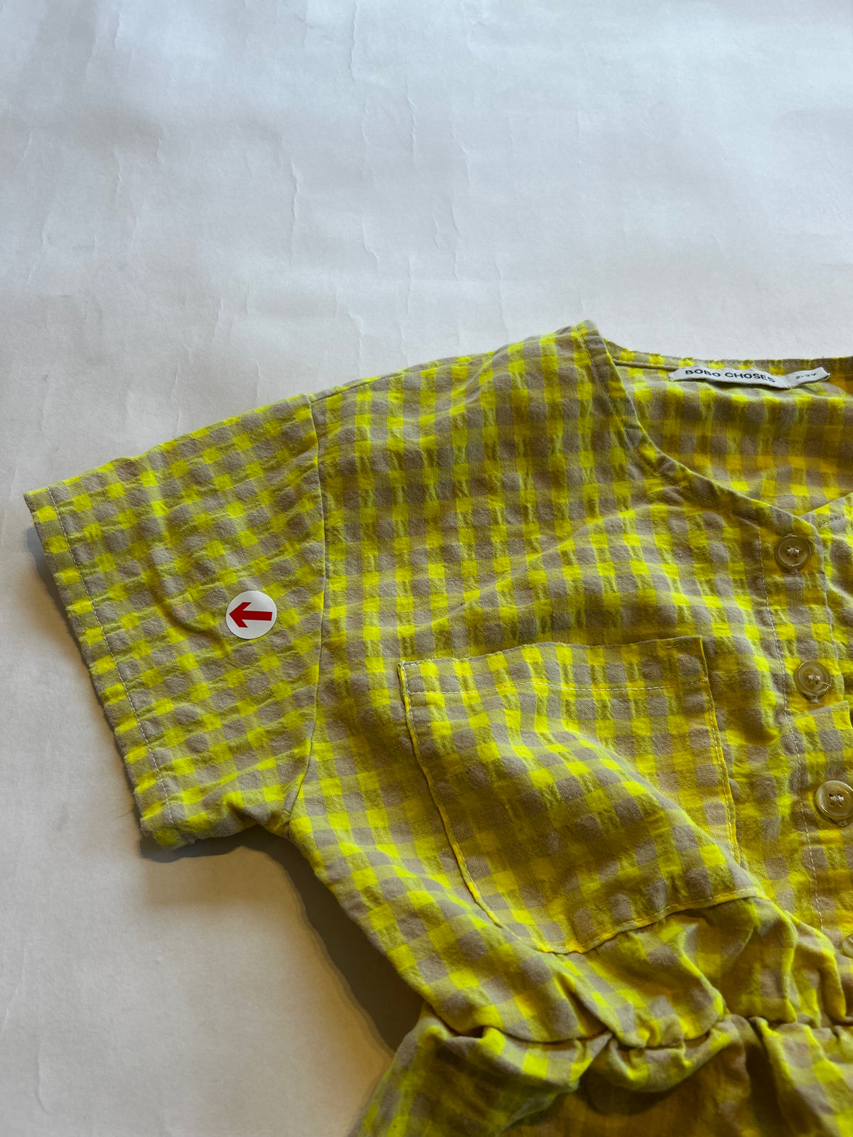 Bobo Choses Yellow vichy woven playsuit