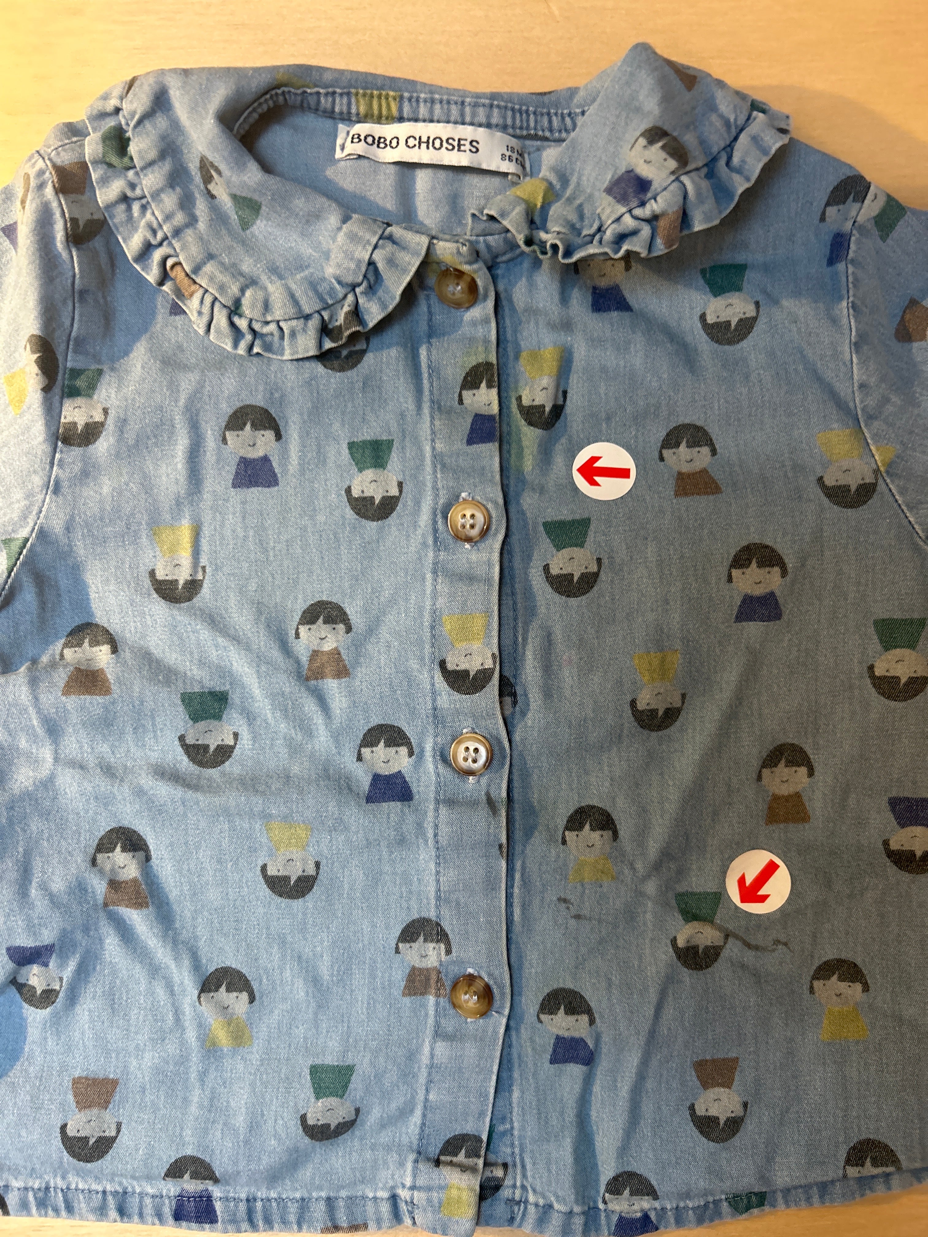 Bobo Choses Light denim game pawn blouse