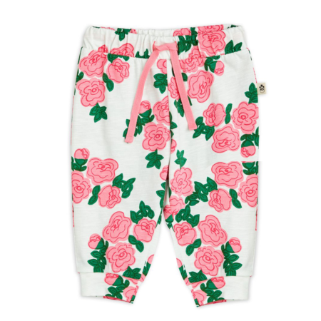 White & pink rose leggings