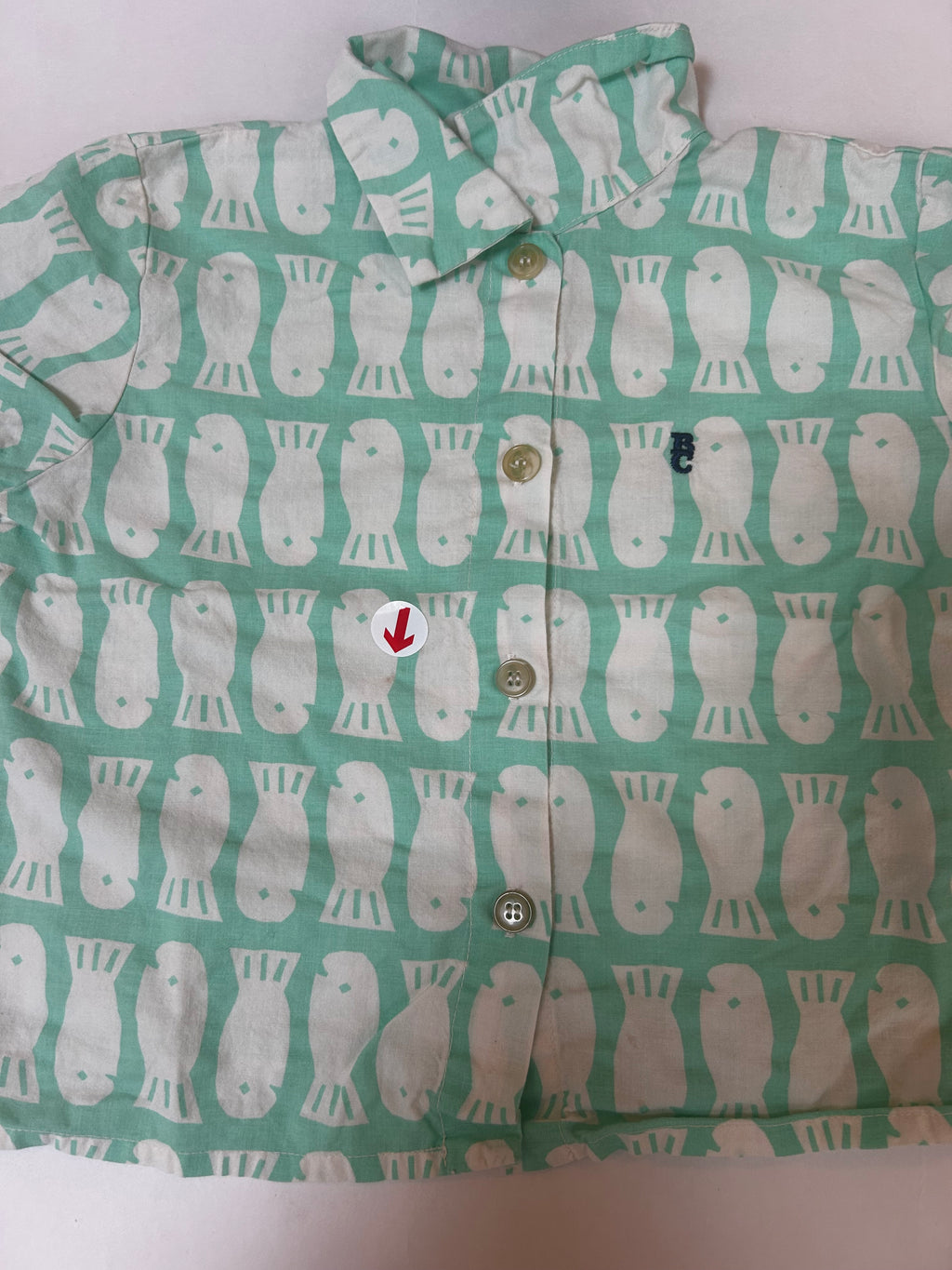 Bobo Choses Green lucky fish baby all over woven shirt
