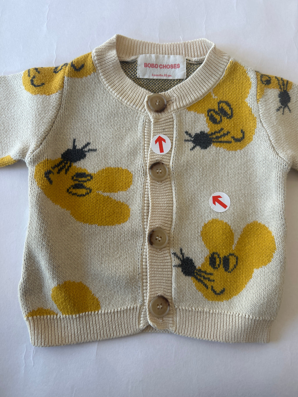 Bobo Choses Mouse knitted jacquard cardigan