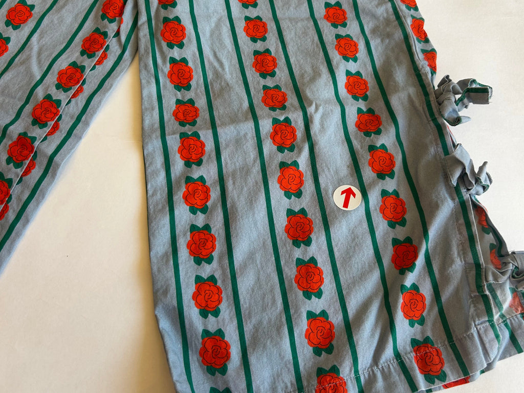 Tiny Cottons Light blue rose stripe wide leg trousers