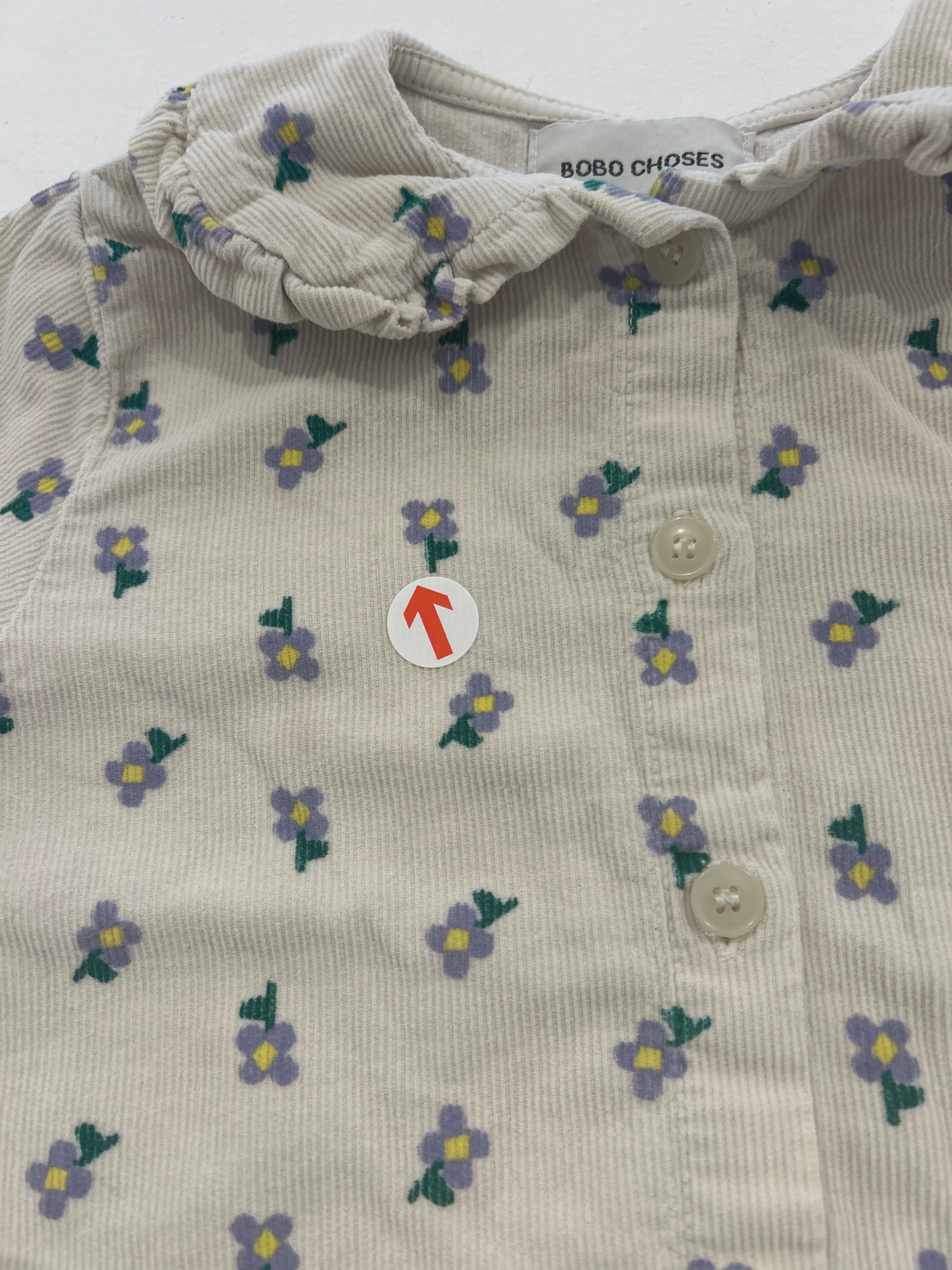 bobo choses Cream cord pansy flower blouse