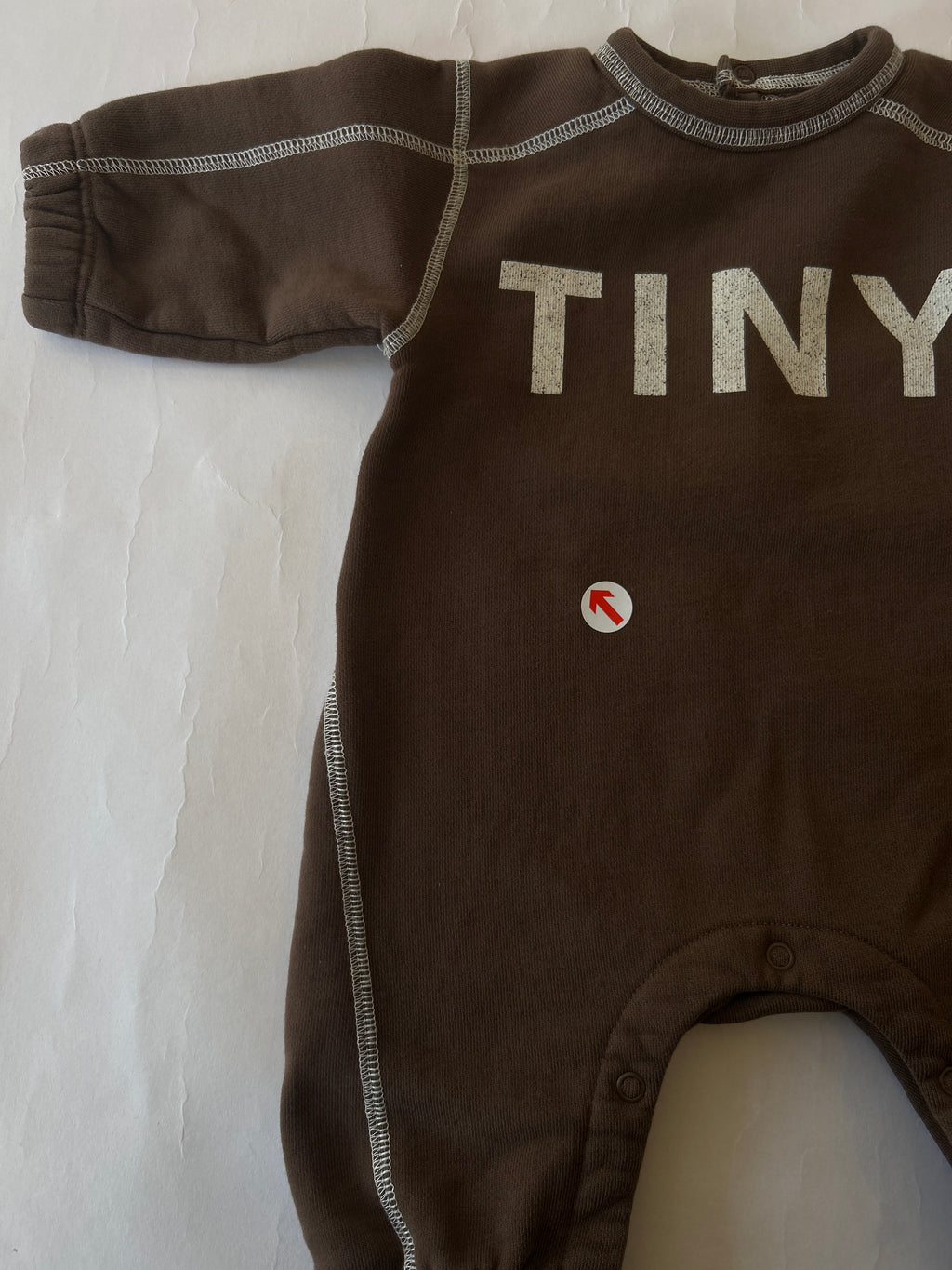 Tiny Cottons Brown contrast stitch romper