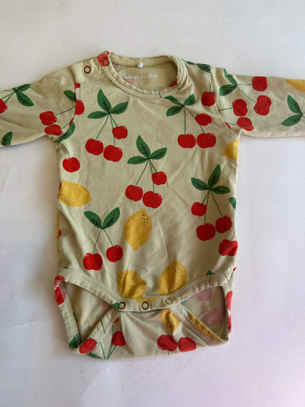 Mini Rodini Cherry Lemonade Long Sleeve Bodysuit