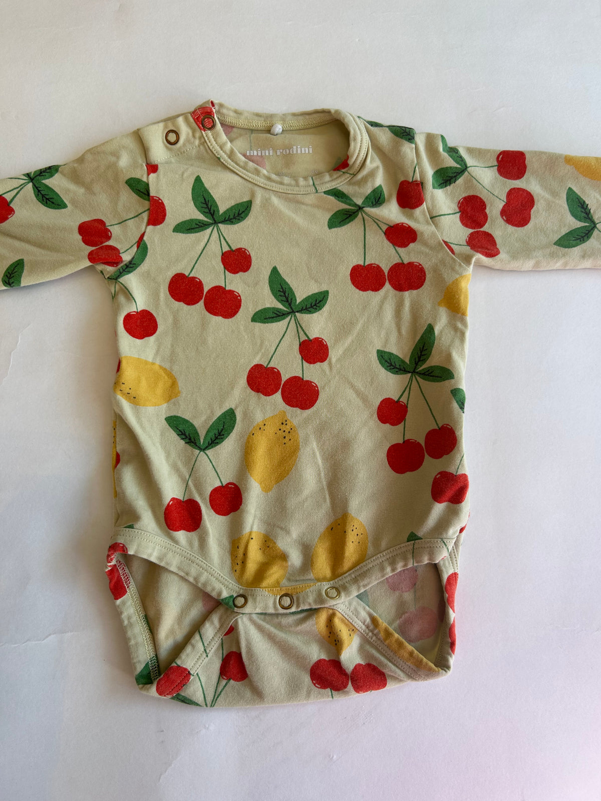 Mini Rodini Cherry Lemonade Long Sleeve Bodysuit