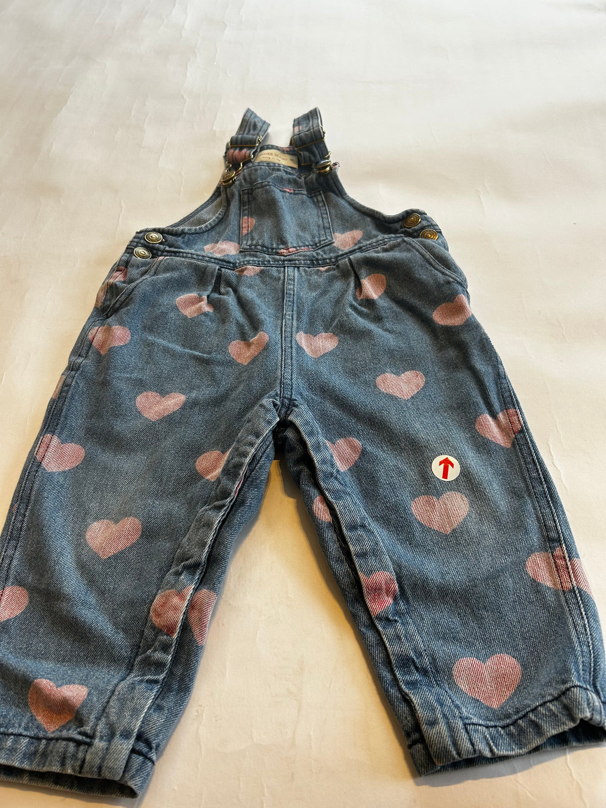 Konges Sløjd Pink heart denim dungarees
