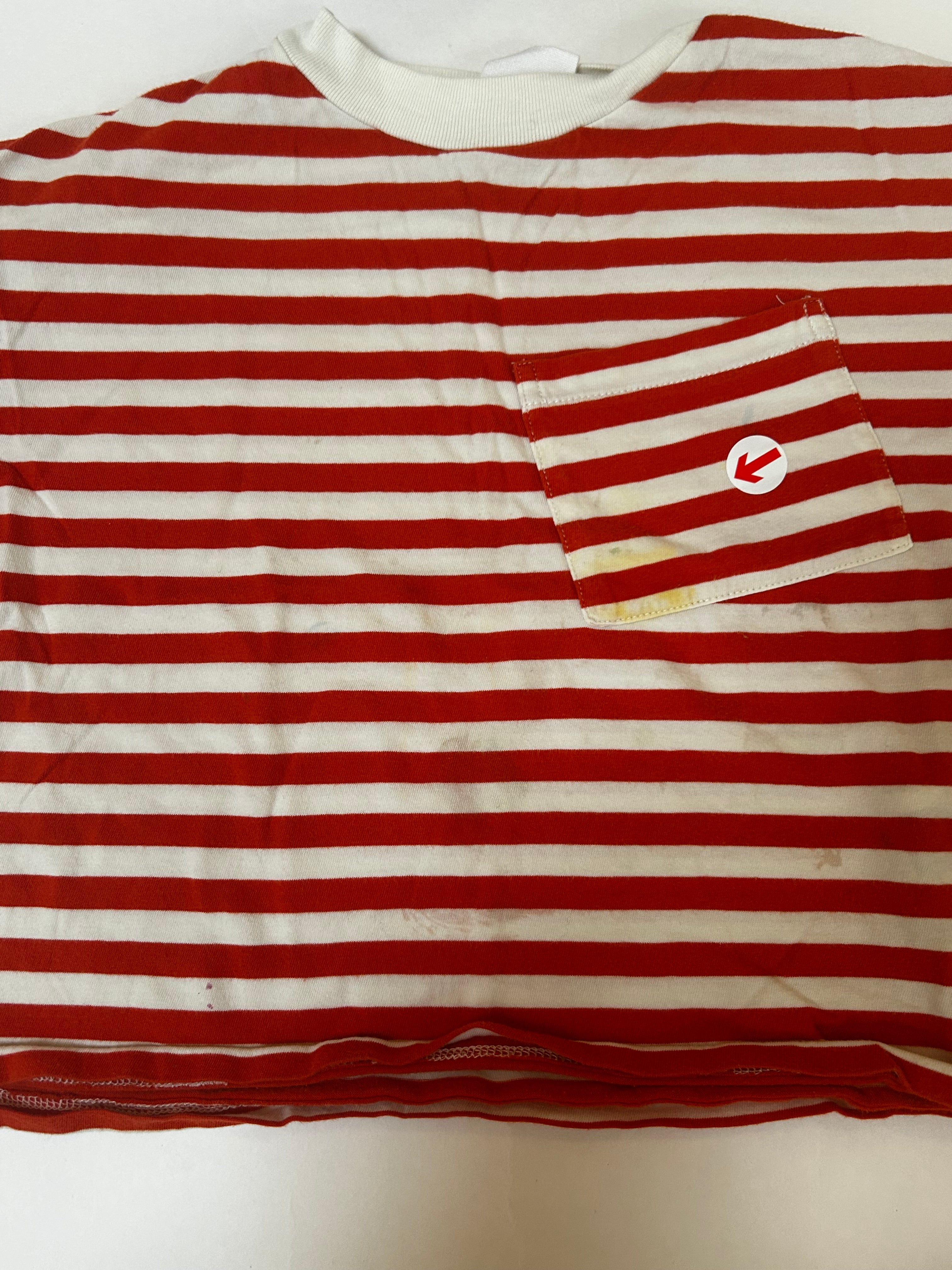 Wynken Red stripe pocket long sleeve t-shirt