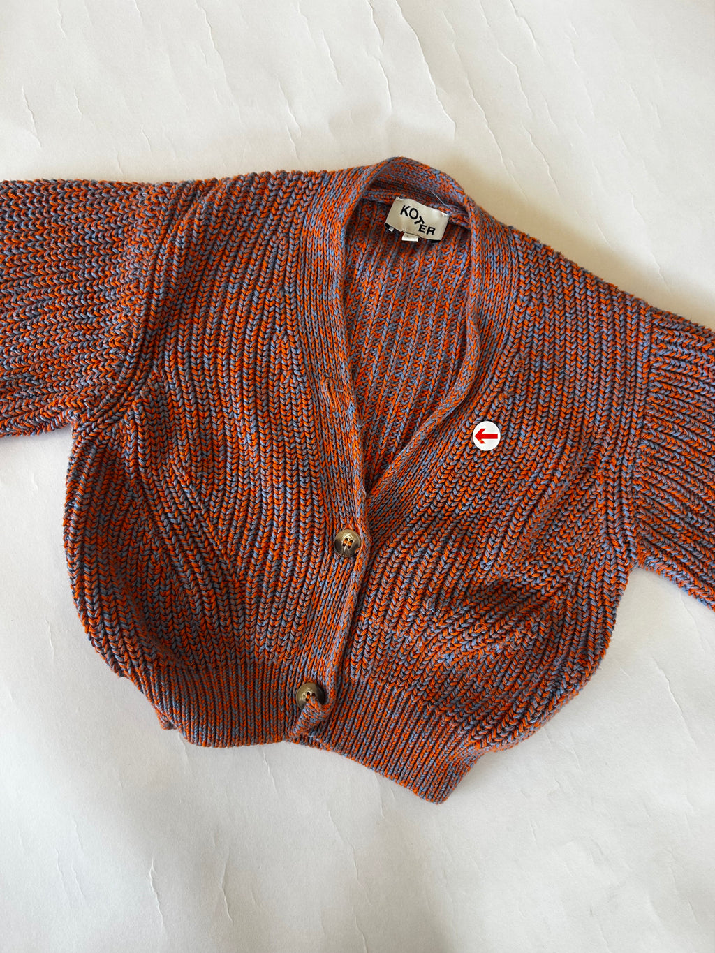 Blue and orange knit cardigan