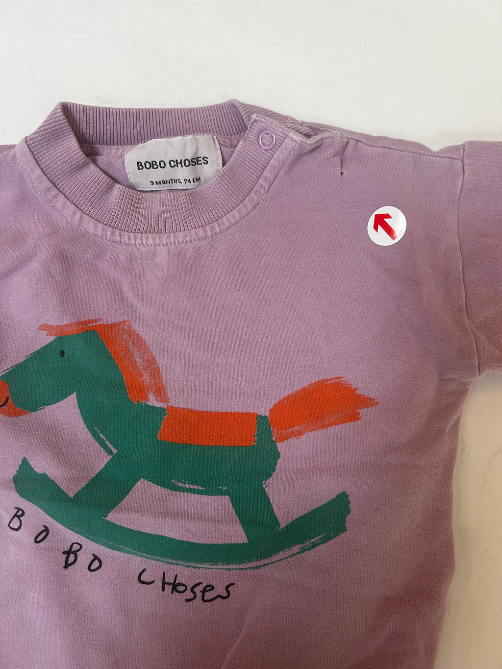 Bobo Choses Lilac rocking horse sweatshirt romper