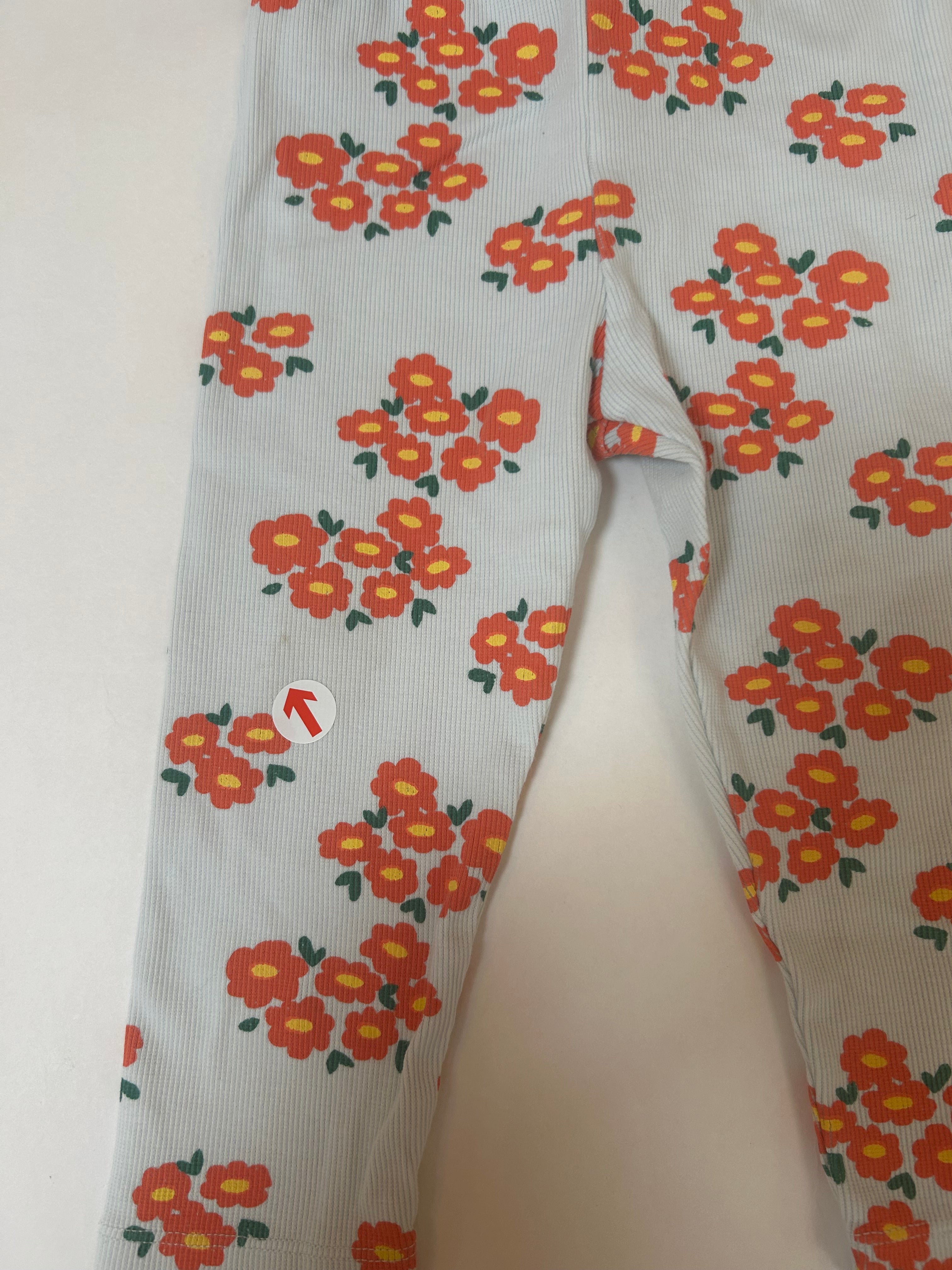 Tiny Cottons White blossoms rib baby pant