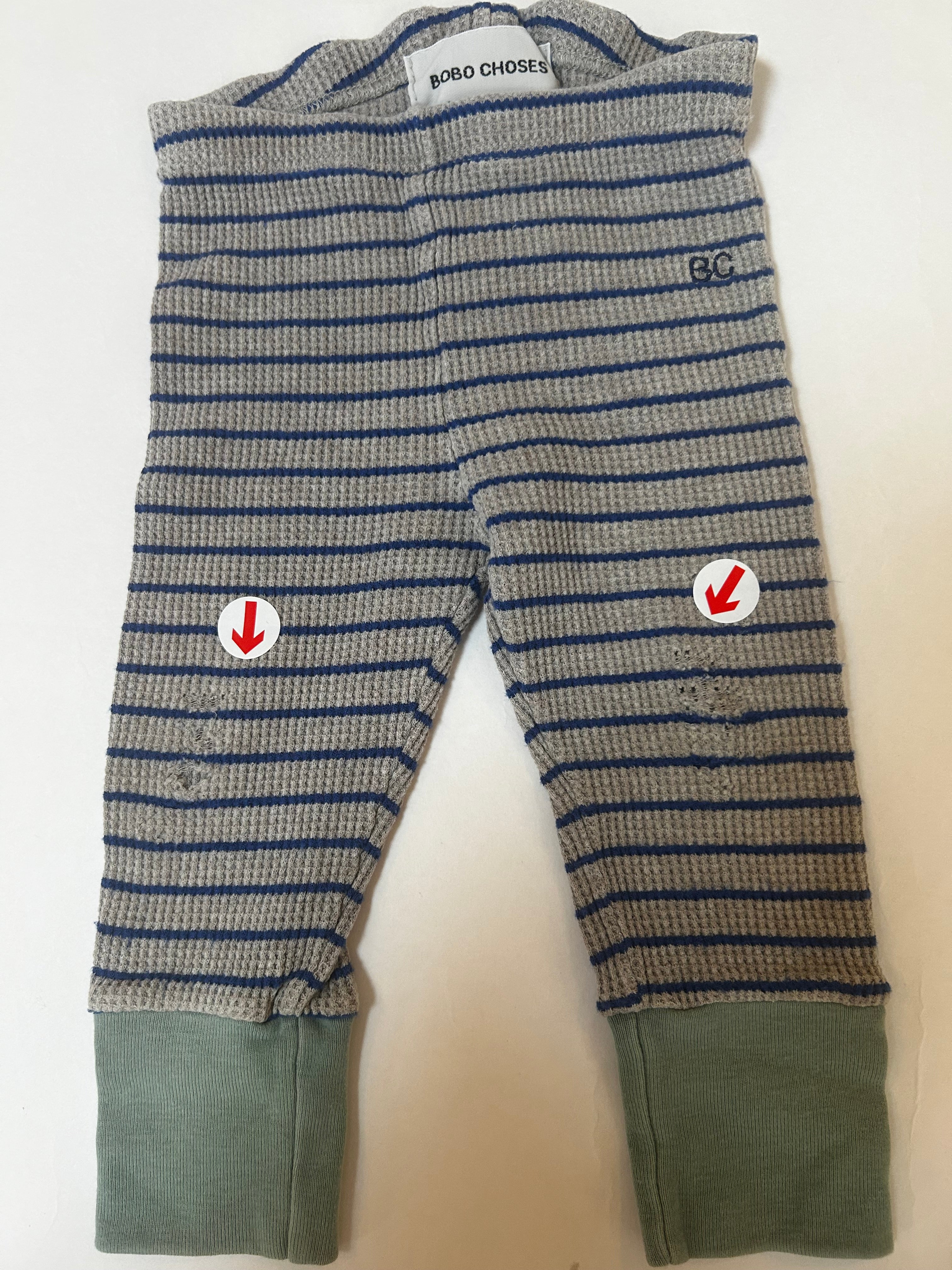 Bobo Choses Blue striped waffle leggings