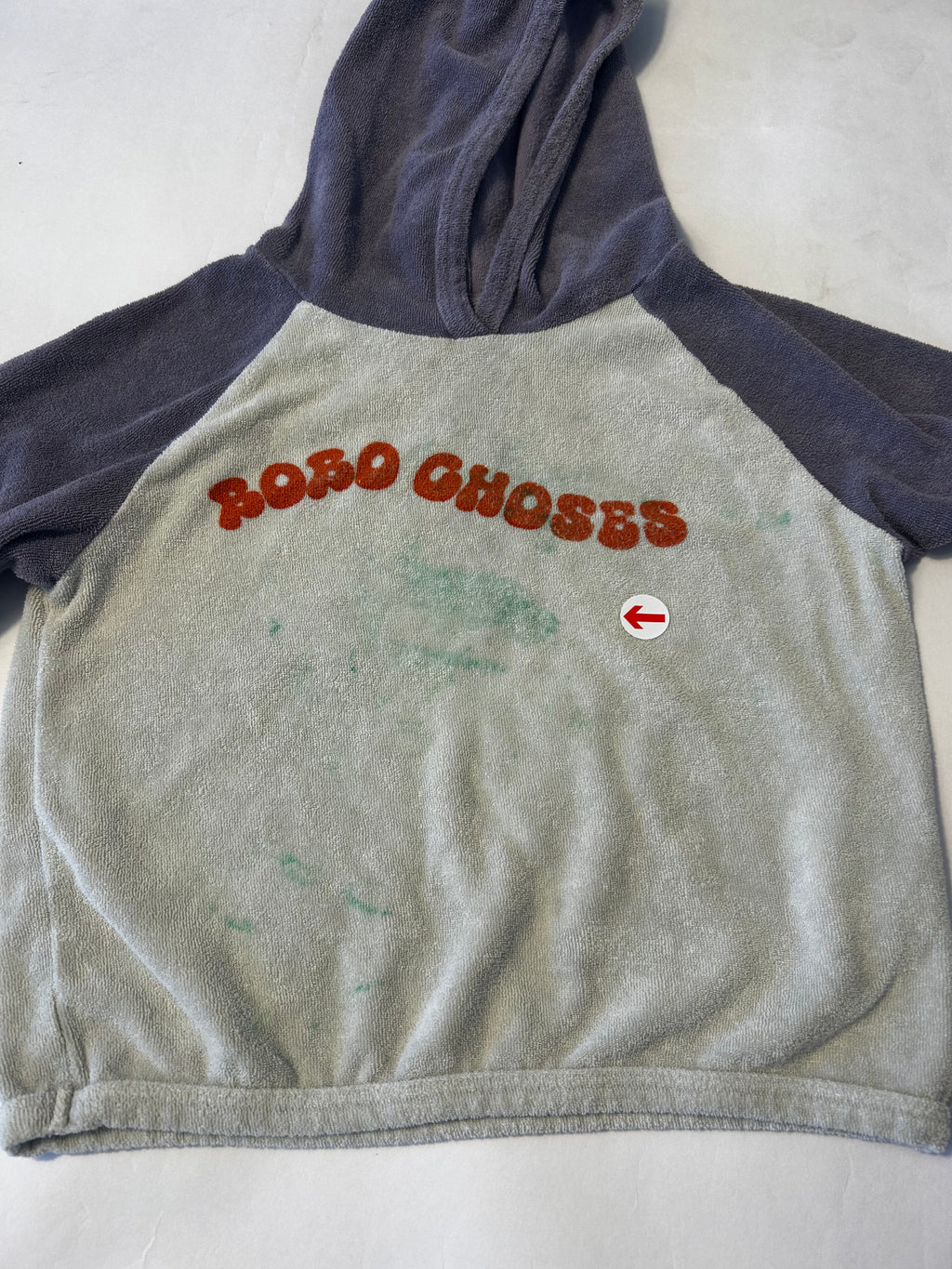 Bobo Choses White and navy terry cloth hoodie