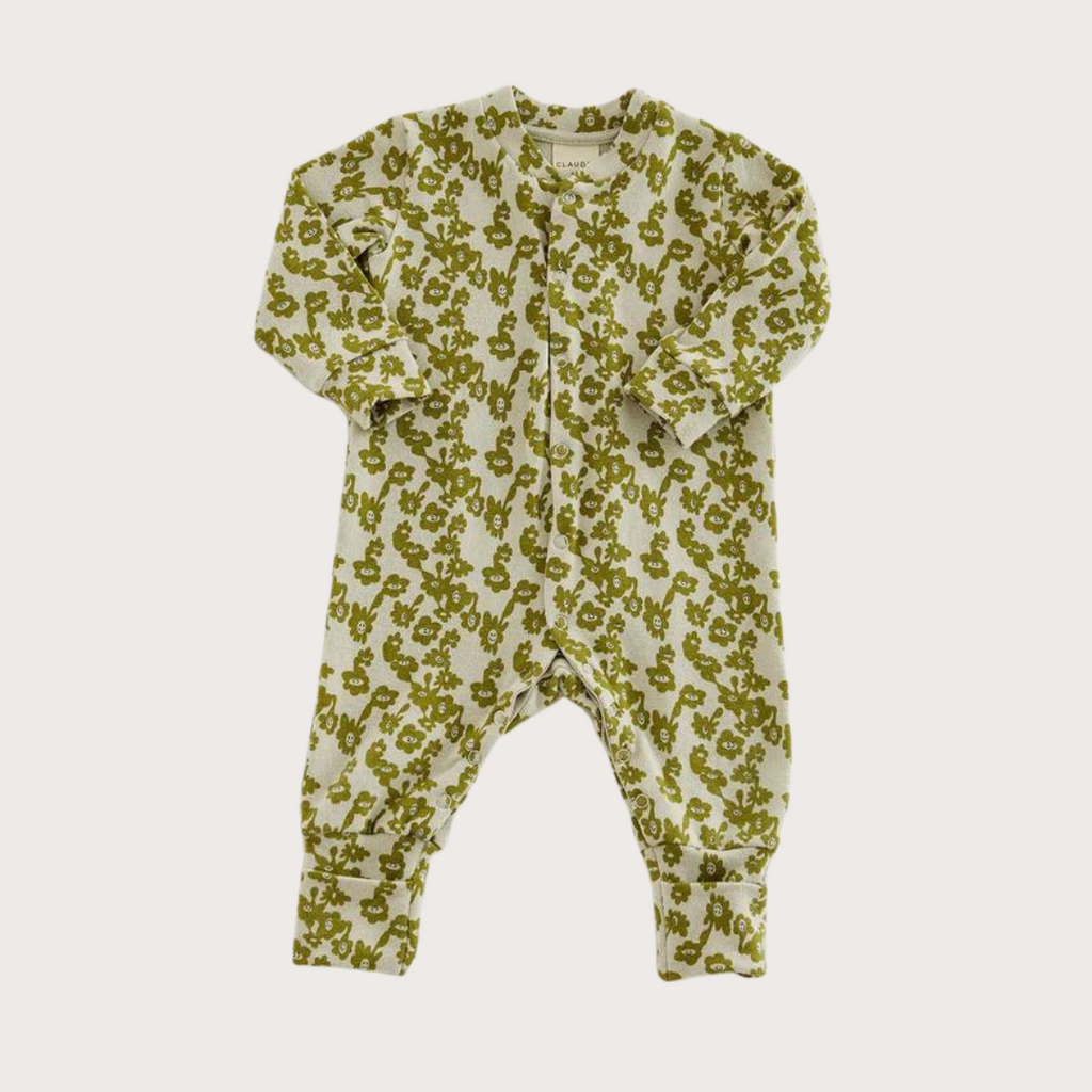 Claude & Co Green smiley splodge print onesie