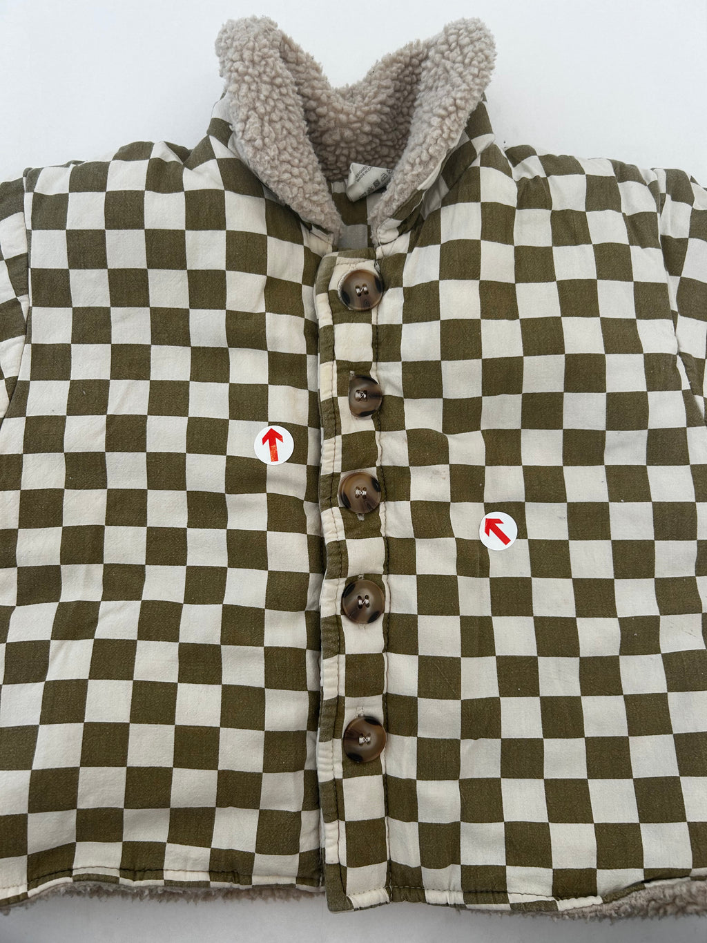 Claude  & Co Khaki checkerboard padded coat
