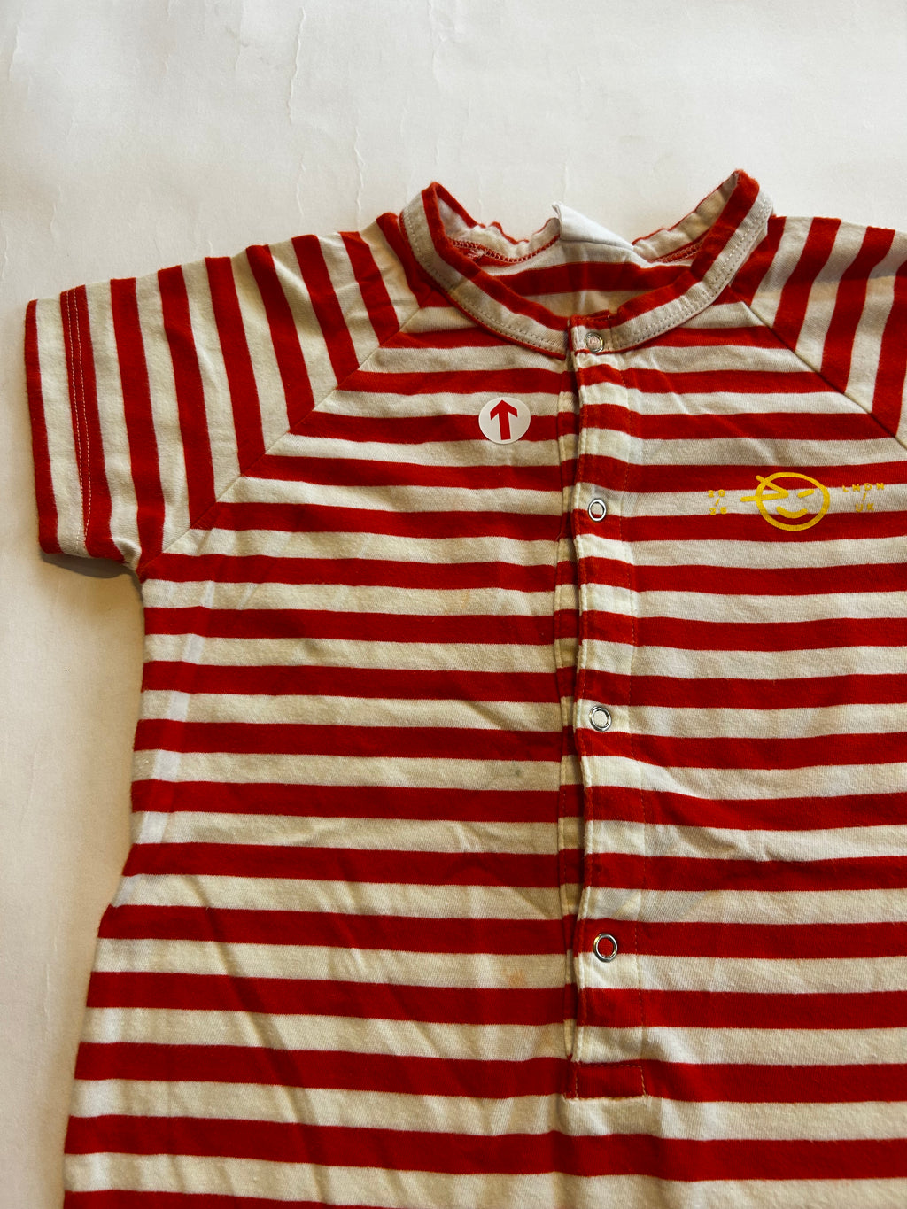 Wynken Red stripe bubble onesie