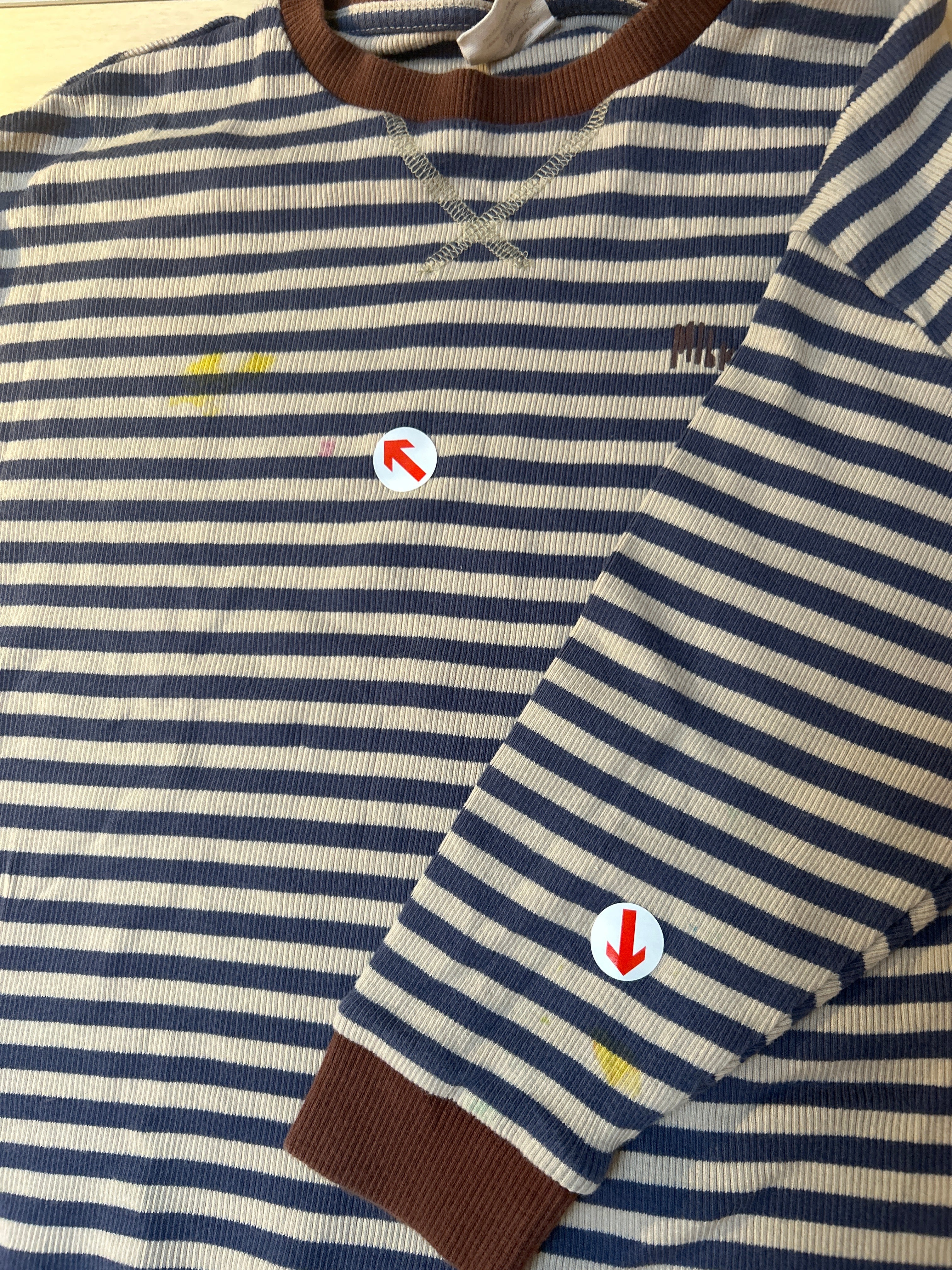 Claude & Co Navy ribbed striped long sleeve t-shirt