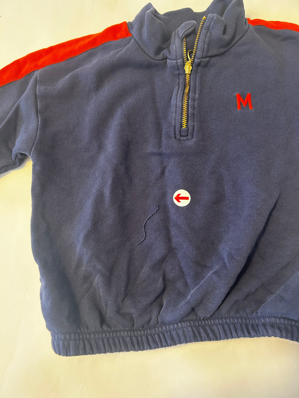 Mini Rodini Navy & Red Quarter Zip Jumper