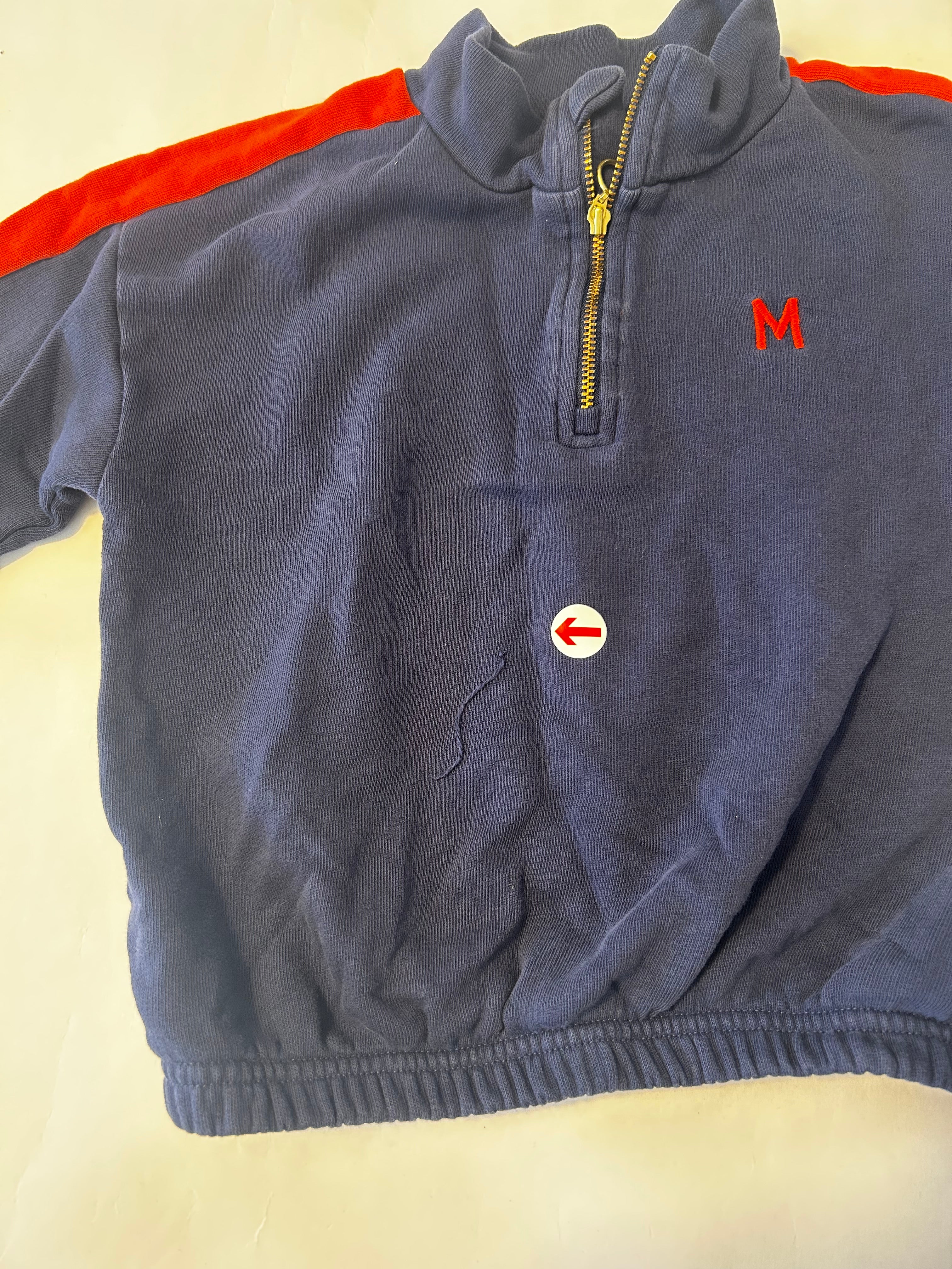 Mini Rodini Navy & Red Quarter Zip Jumper