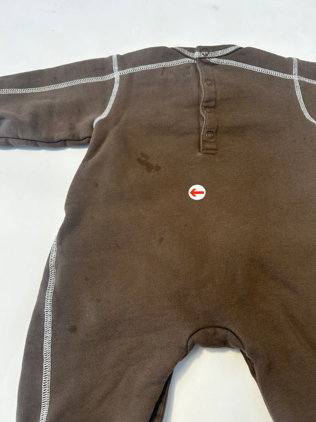 Tiny Cottons Brown contrast stitch romper
