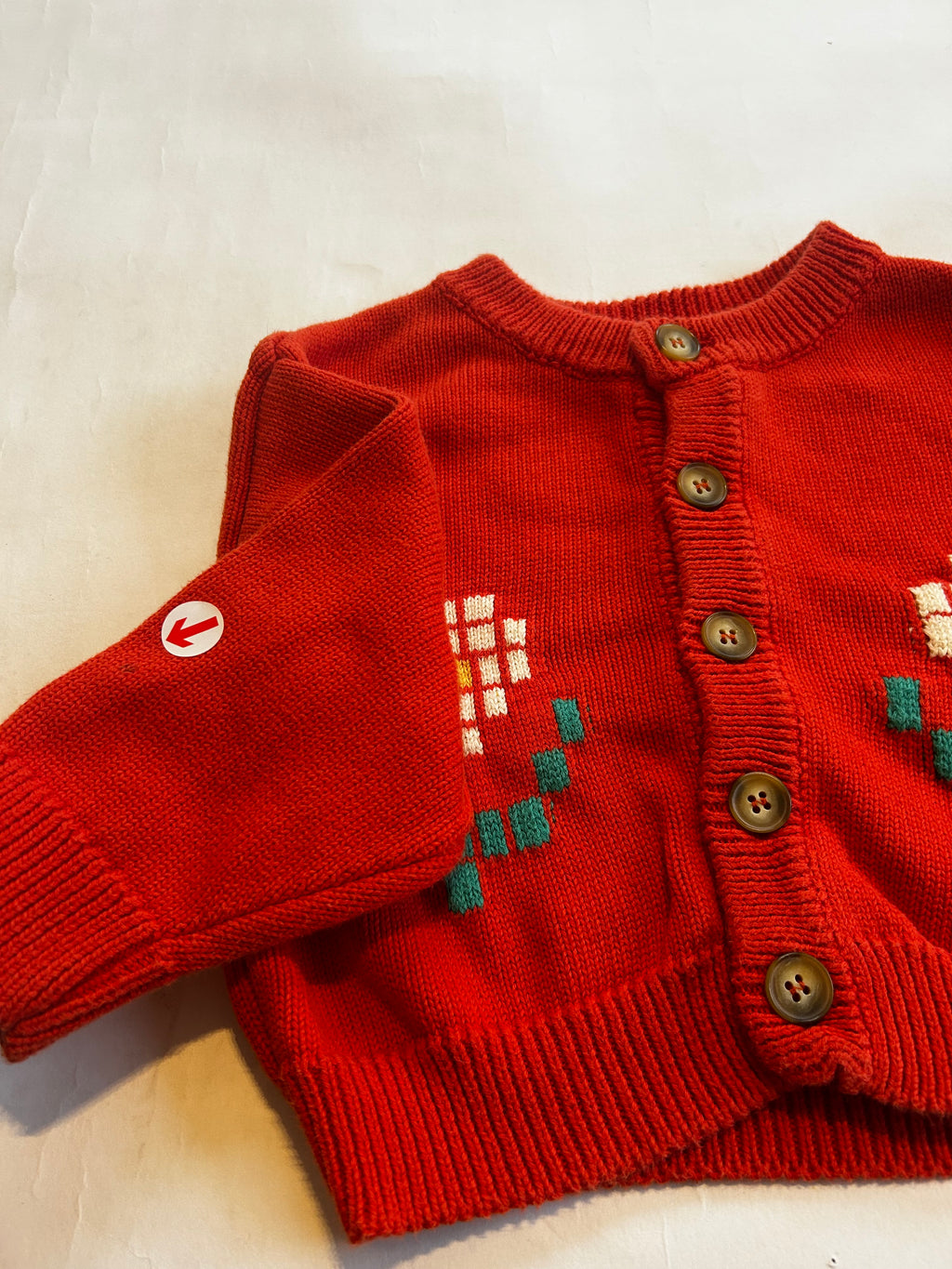 Bobo Choses Red pixel daisy cardigan