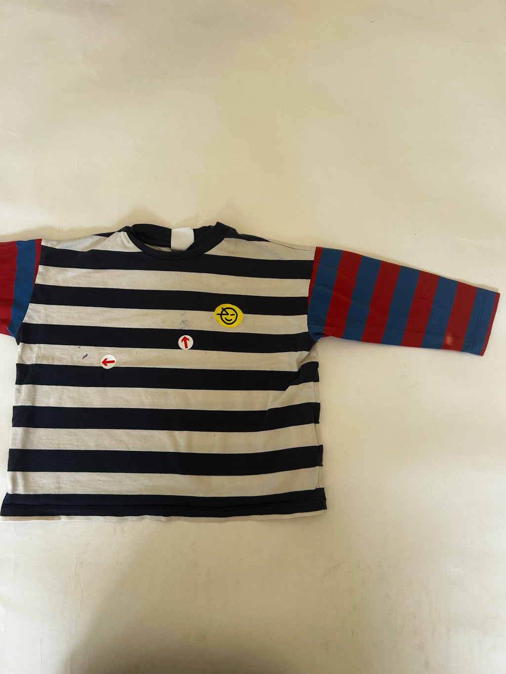 Wynken Blue striped contrast sleeve t-shirt
