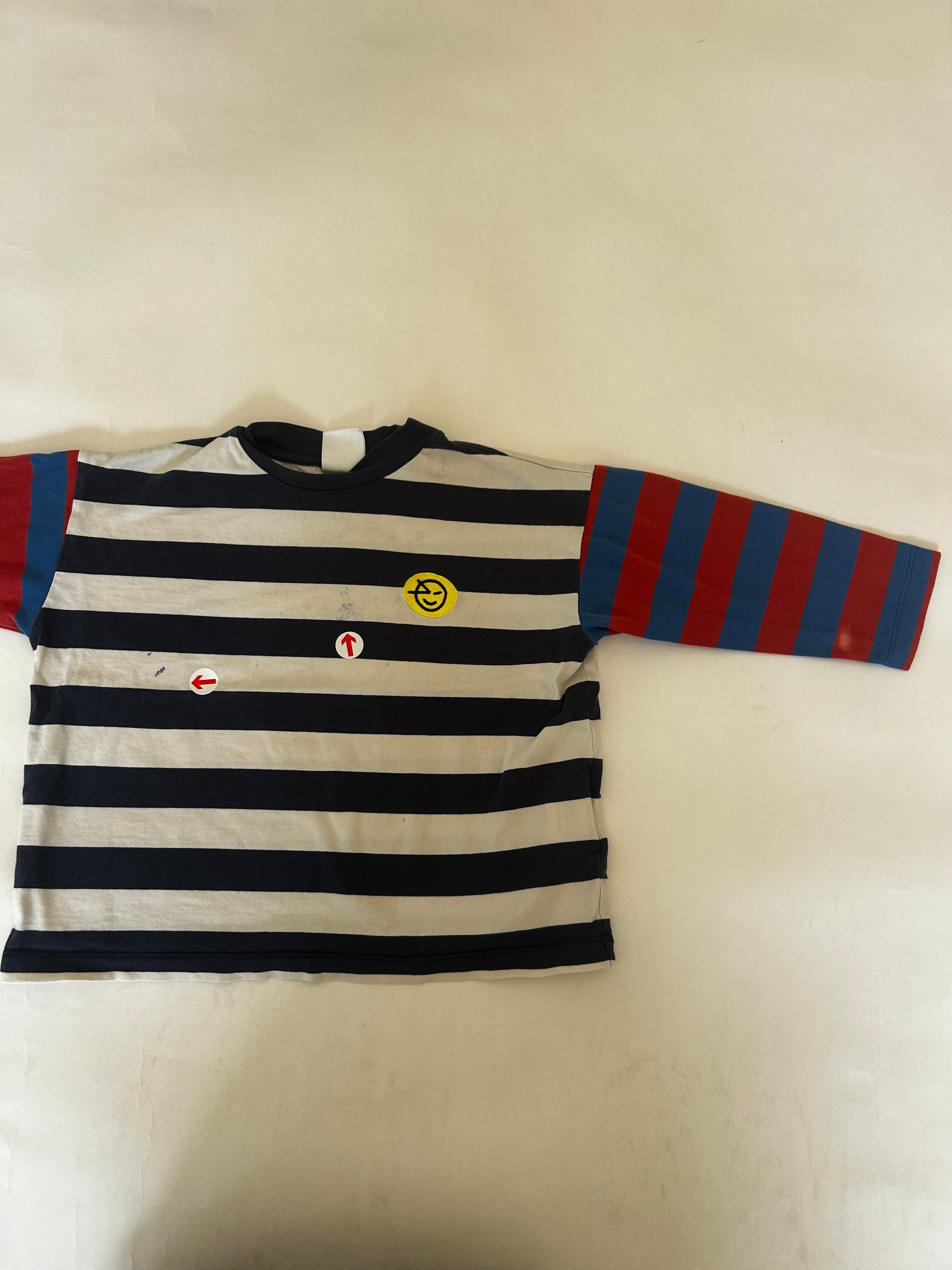 Wynken Blue striped contrast sleeve t-shirt