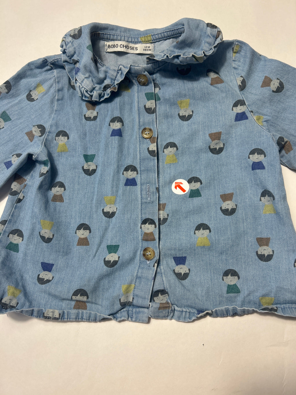 Bobo Choses Light denim game pawn blouse