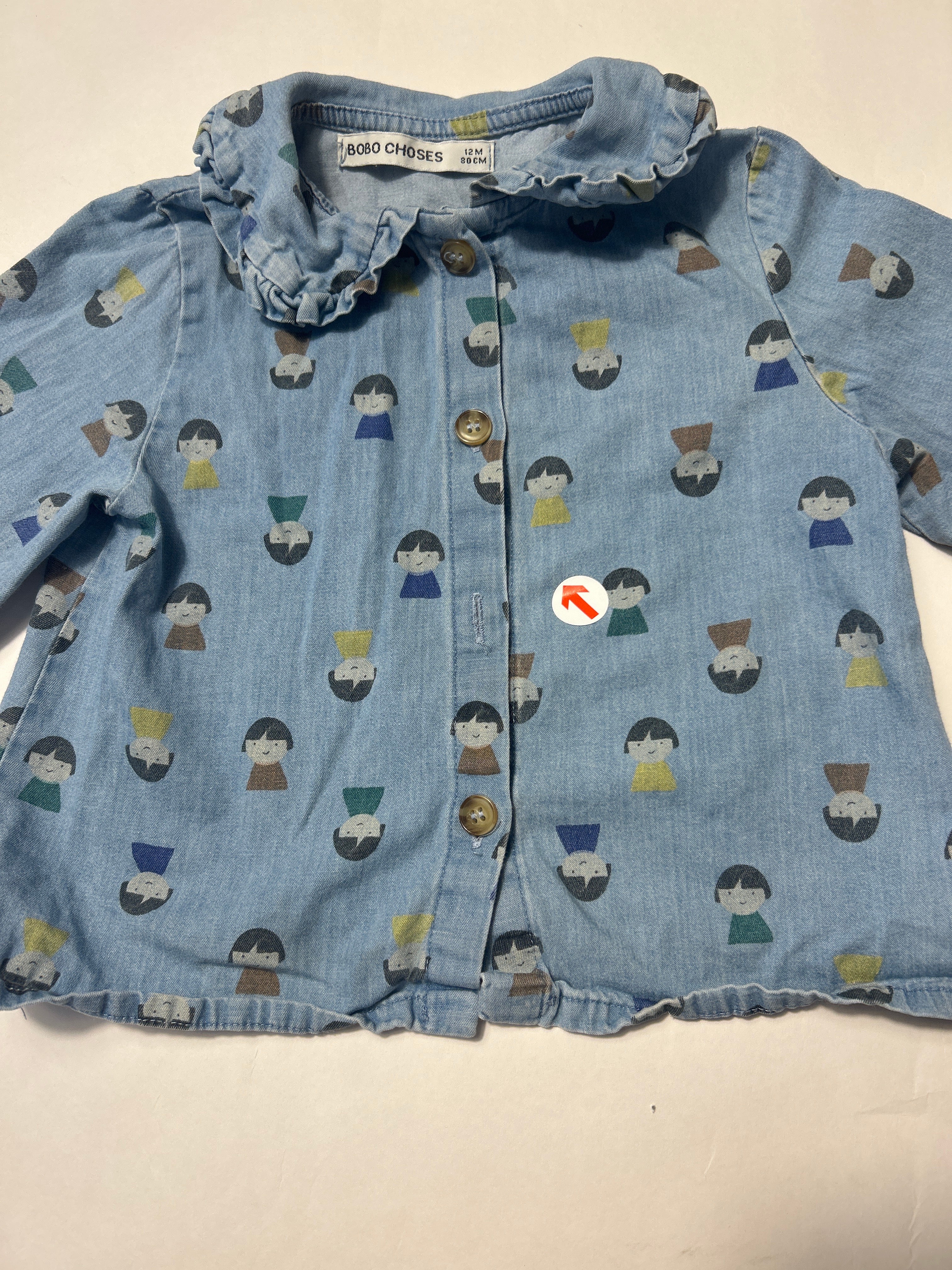 Bobo Choses Light denim game pawn blouse