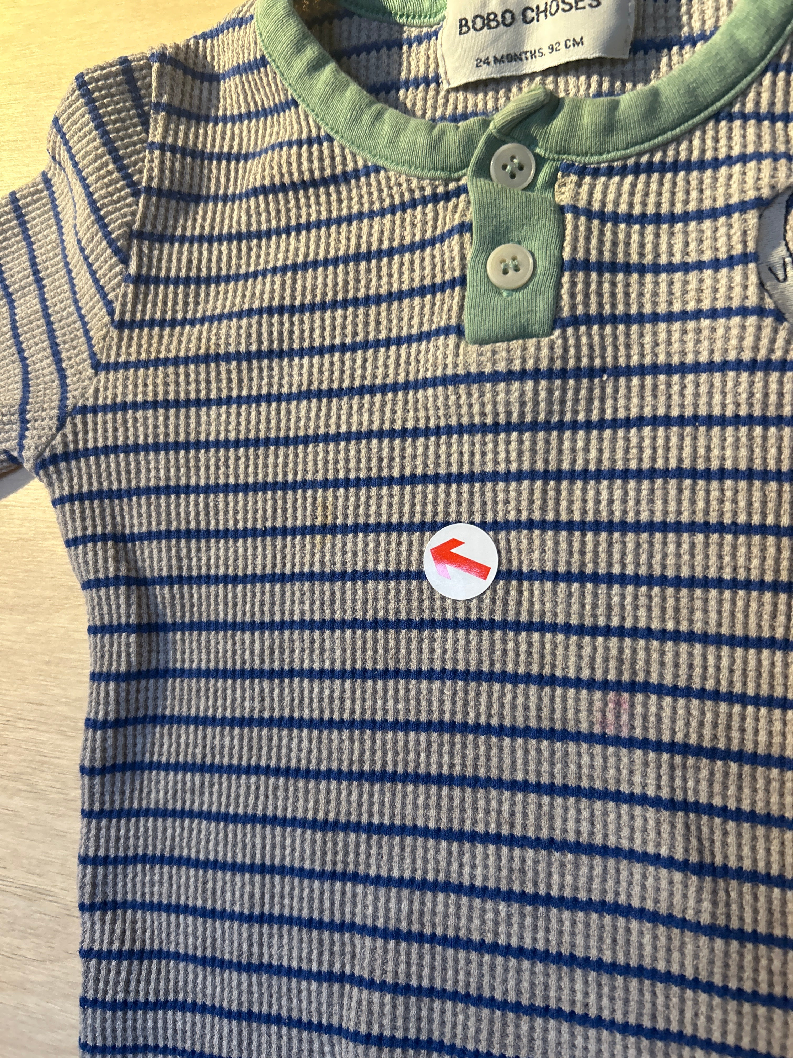 Bobo Choses Blue stripe waffle t-shirt