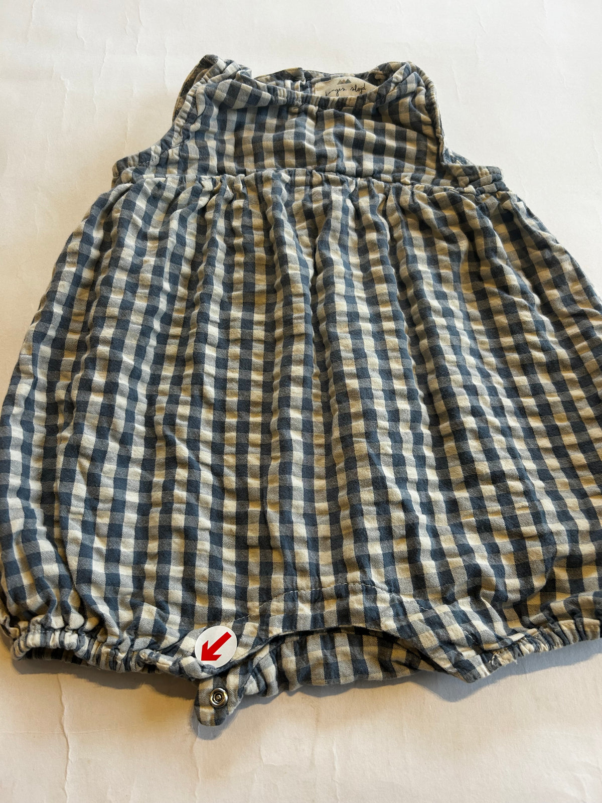 Konges Sløjd Blue gingham seersucker romper