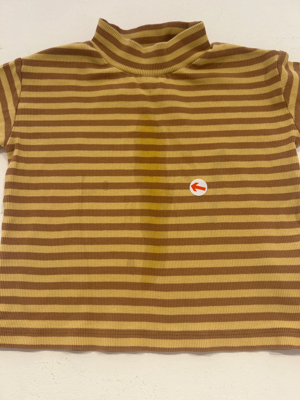 Tiny Cottons Yellow stripe riibbed mock neck top